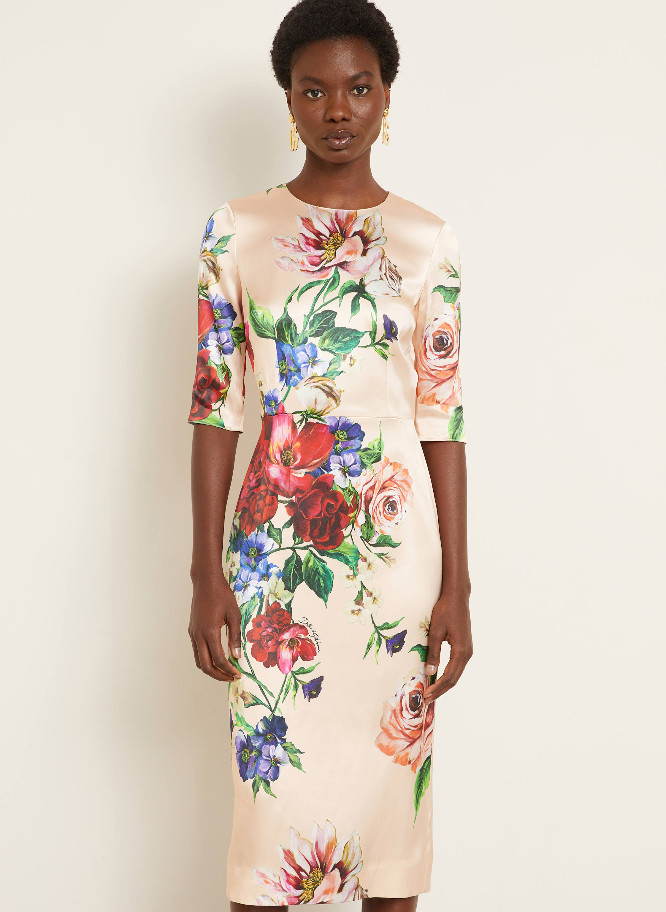 Thumbnail - Dolce & Gabbana Etuikleid Mit 3/4-Arm beige