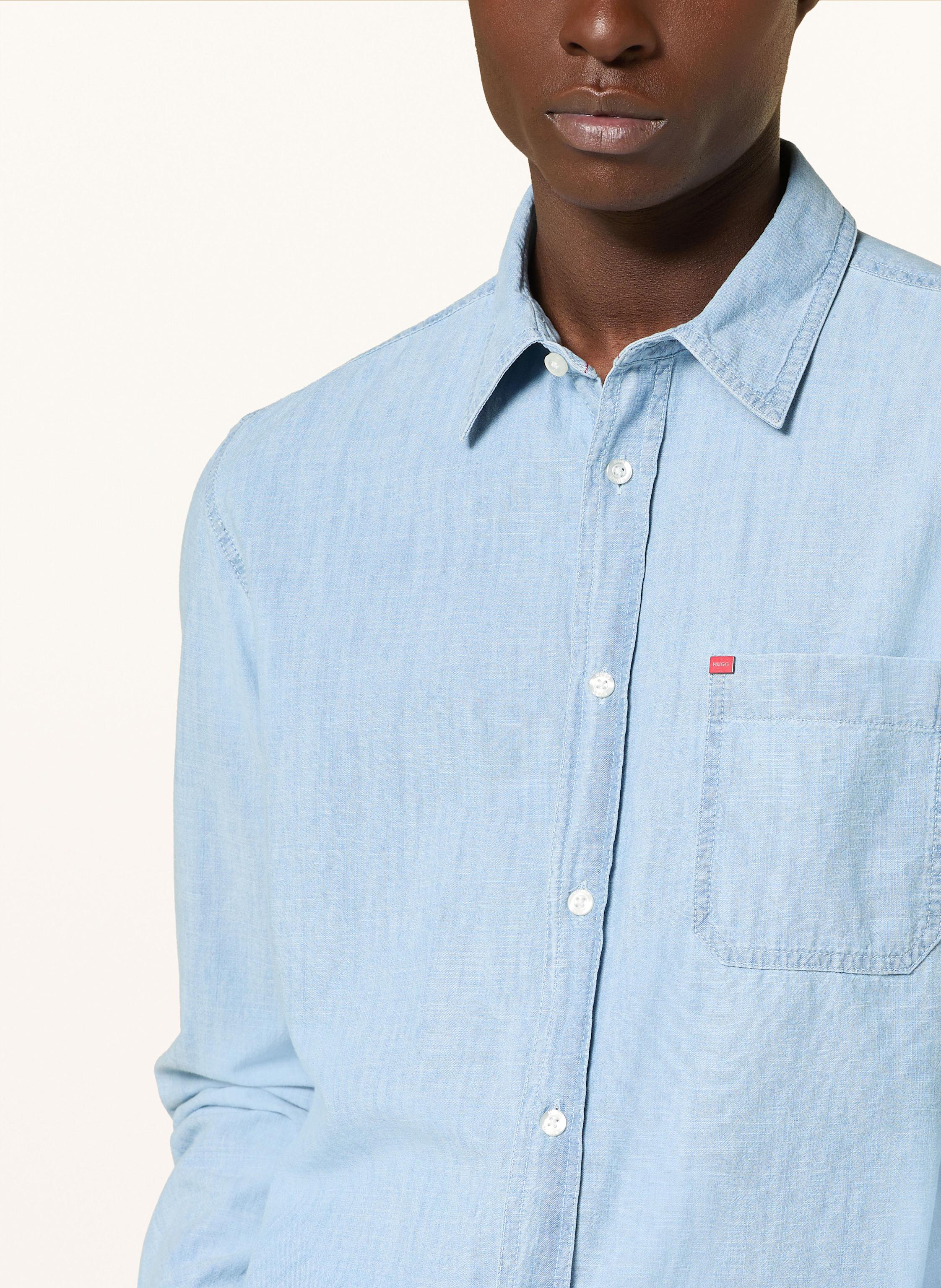 Thumbnail - Hugo Hemd Erillo Oversize-Fit In Jeansoptik blau