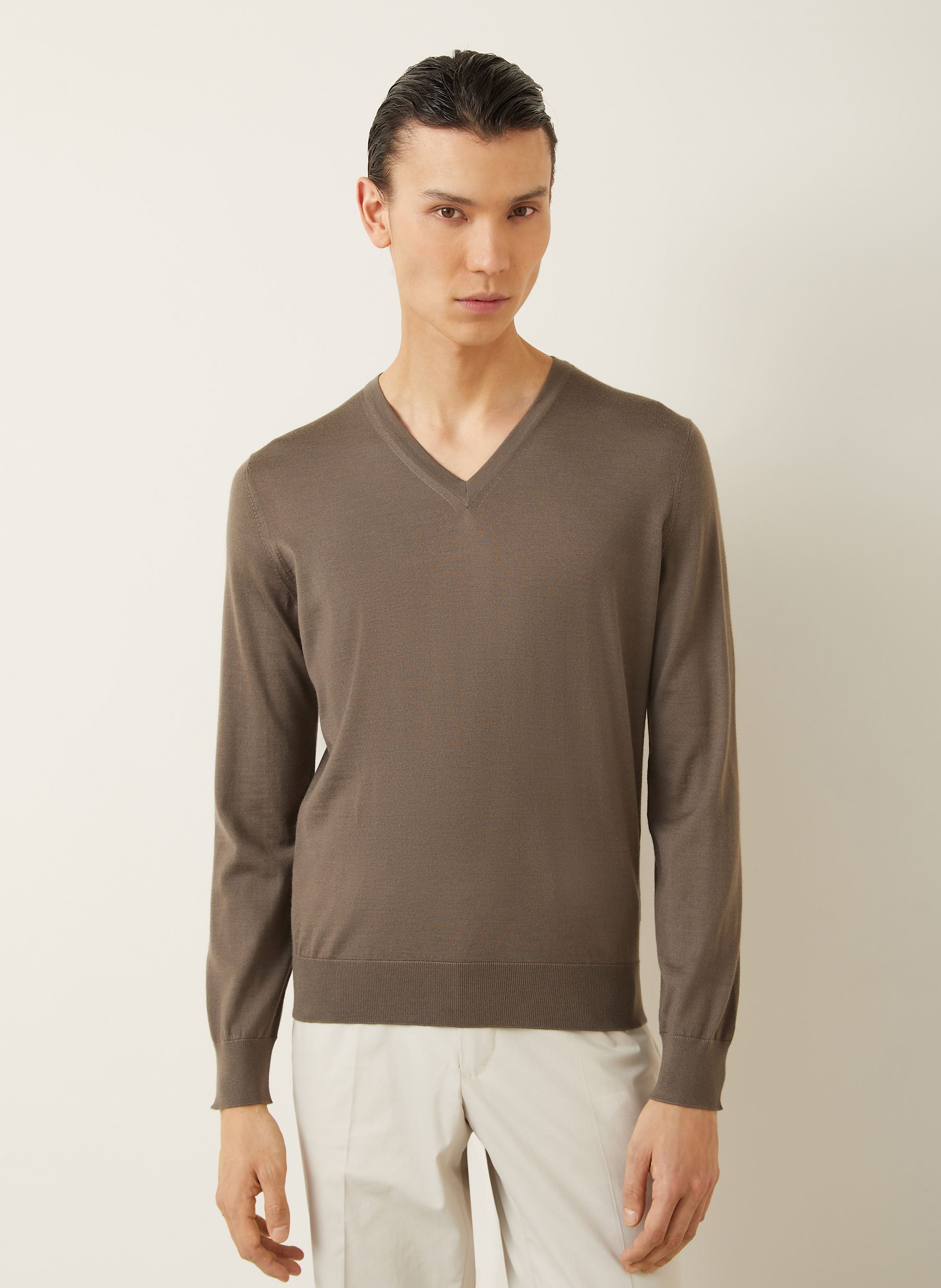 Thumbnail - Zegna Cashmere-Pullover Cashseta Mit Seide beige
