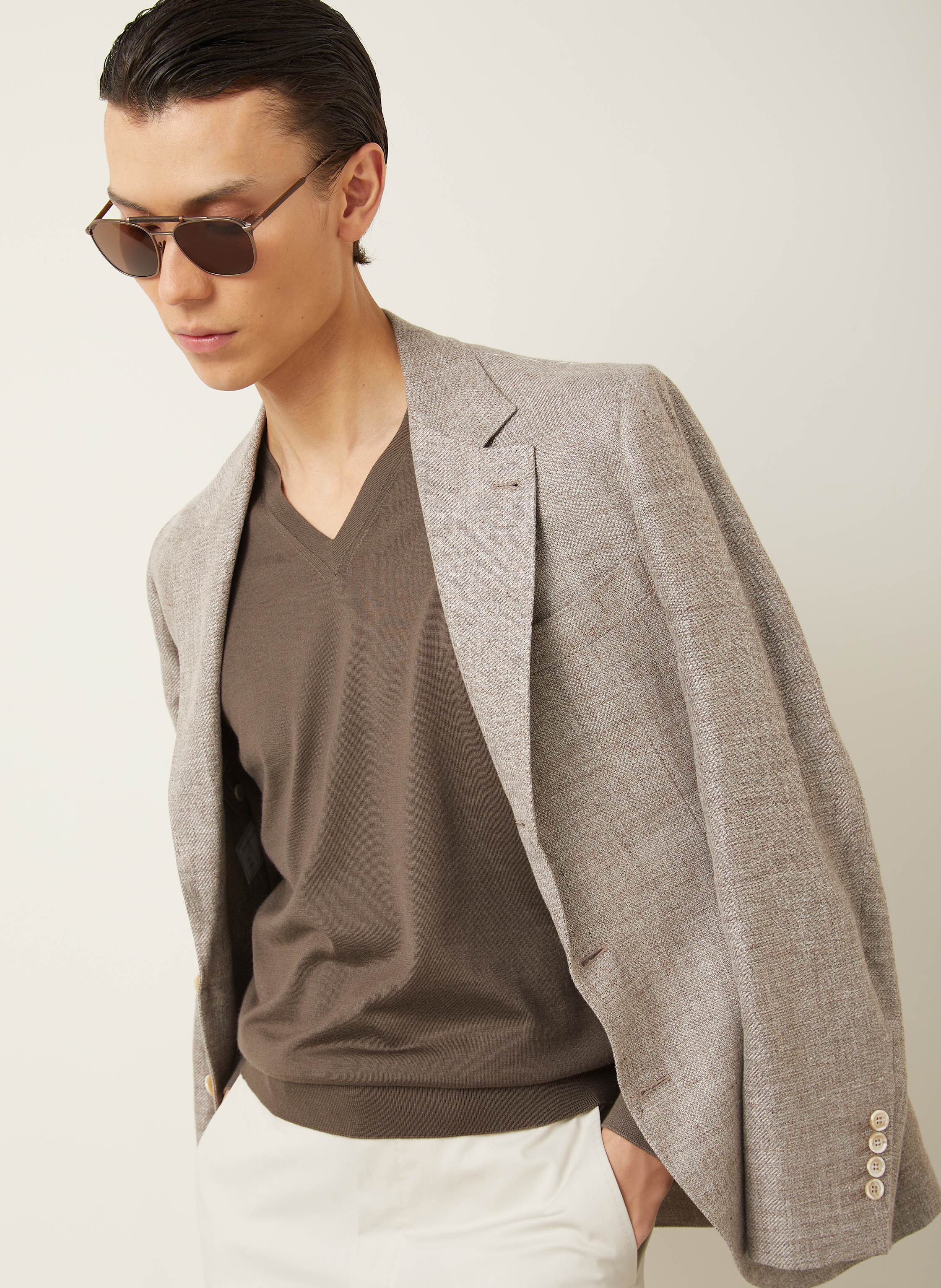 Thumbnail - Zegna Cashmere-Pullover Cashseta Mit Seide beige