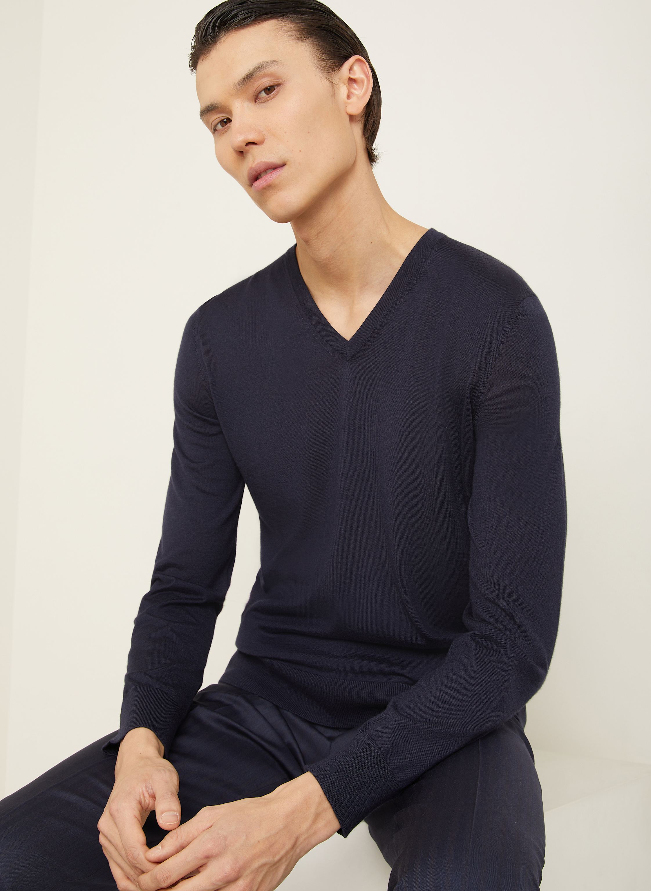 Thumbnail - Zegna Cashmere-Pullover Cashseta Mit Seide blau