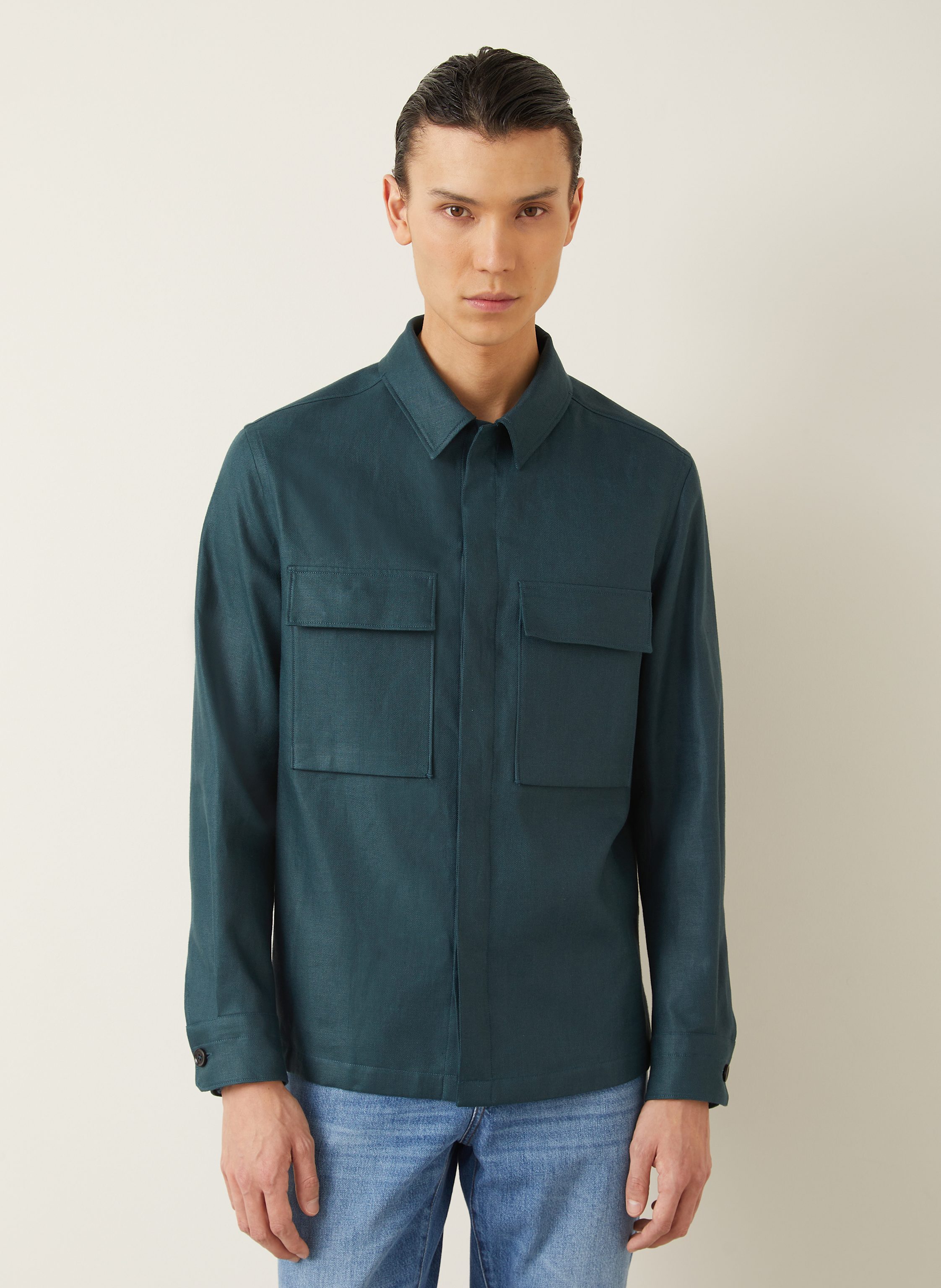 Thumbnail - Zegna Leinen-Overshirt gruen