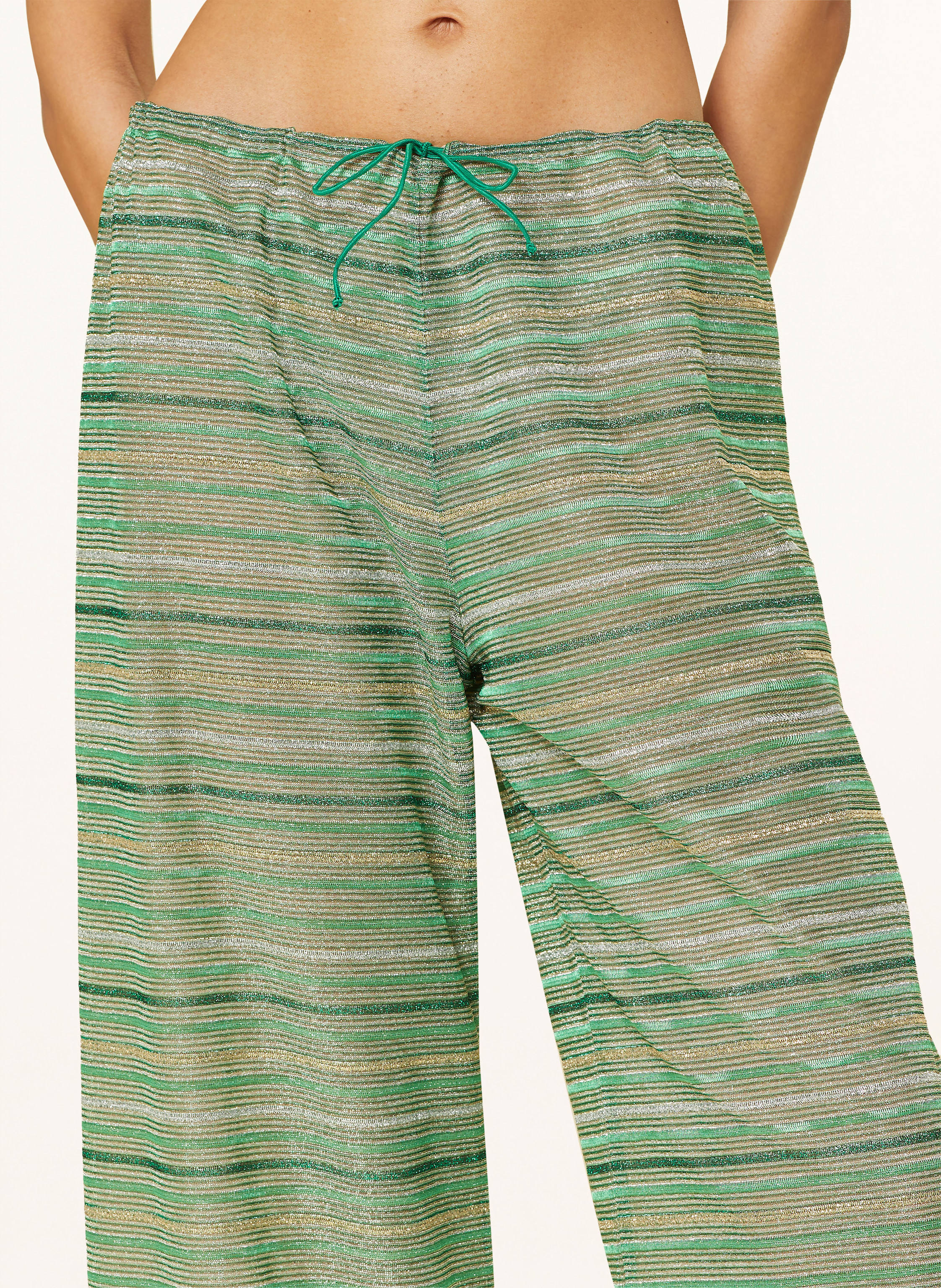 Thumbnail - Oséree Marlenehose Shiny Stripes Mit Glitzergarn gruen