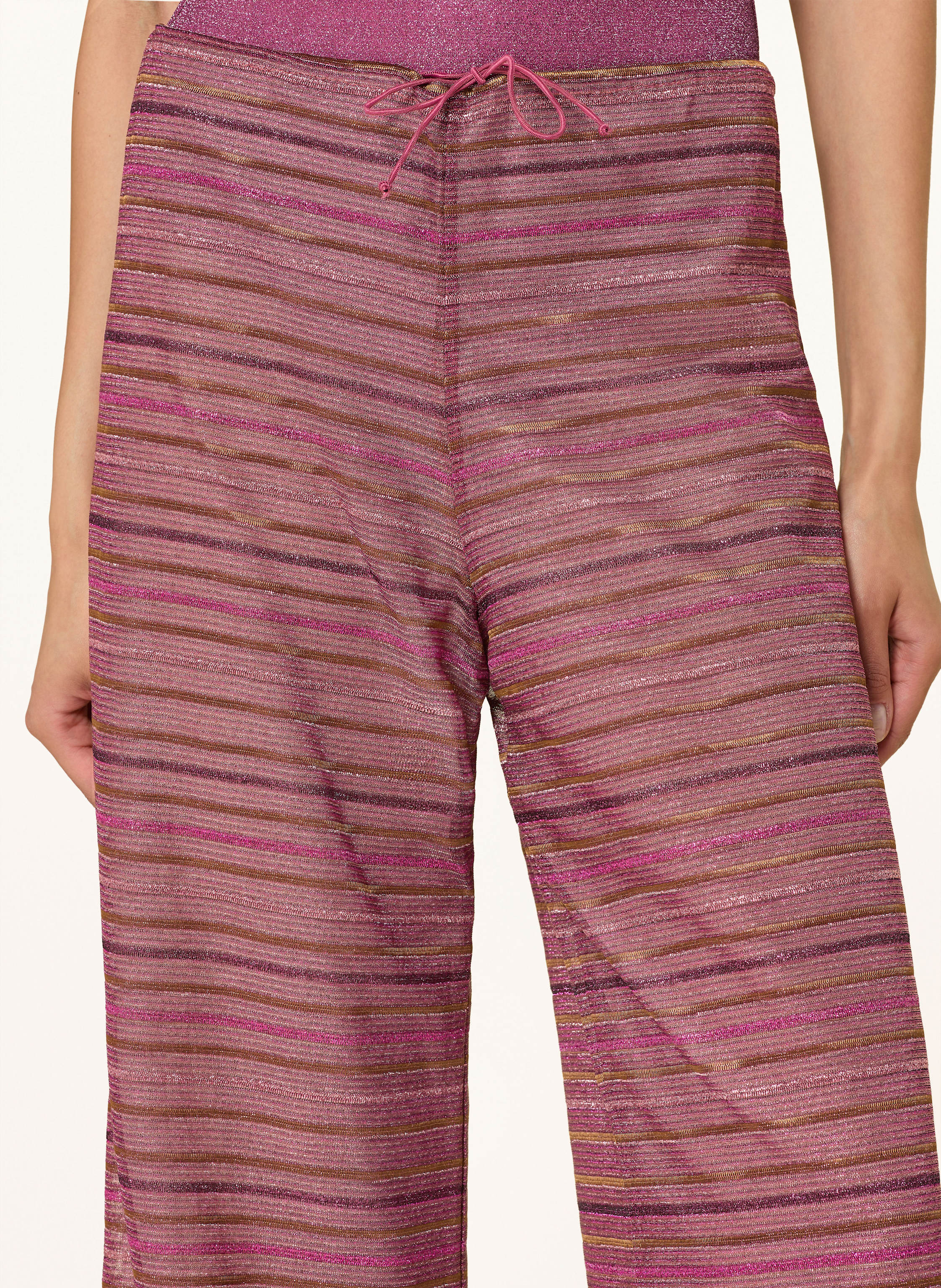 Thumbnail - Oséree Marlenehose Shiny Stripes Mit Glitzergarn rosa
