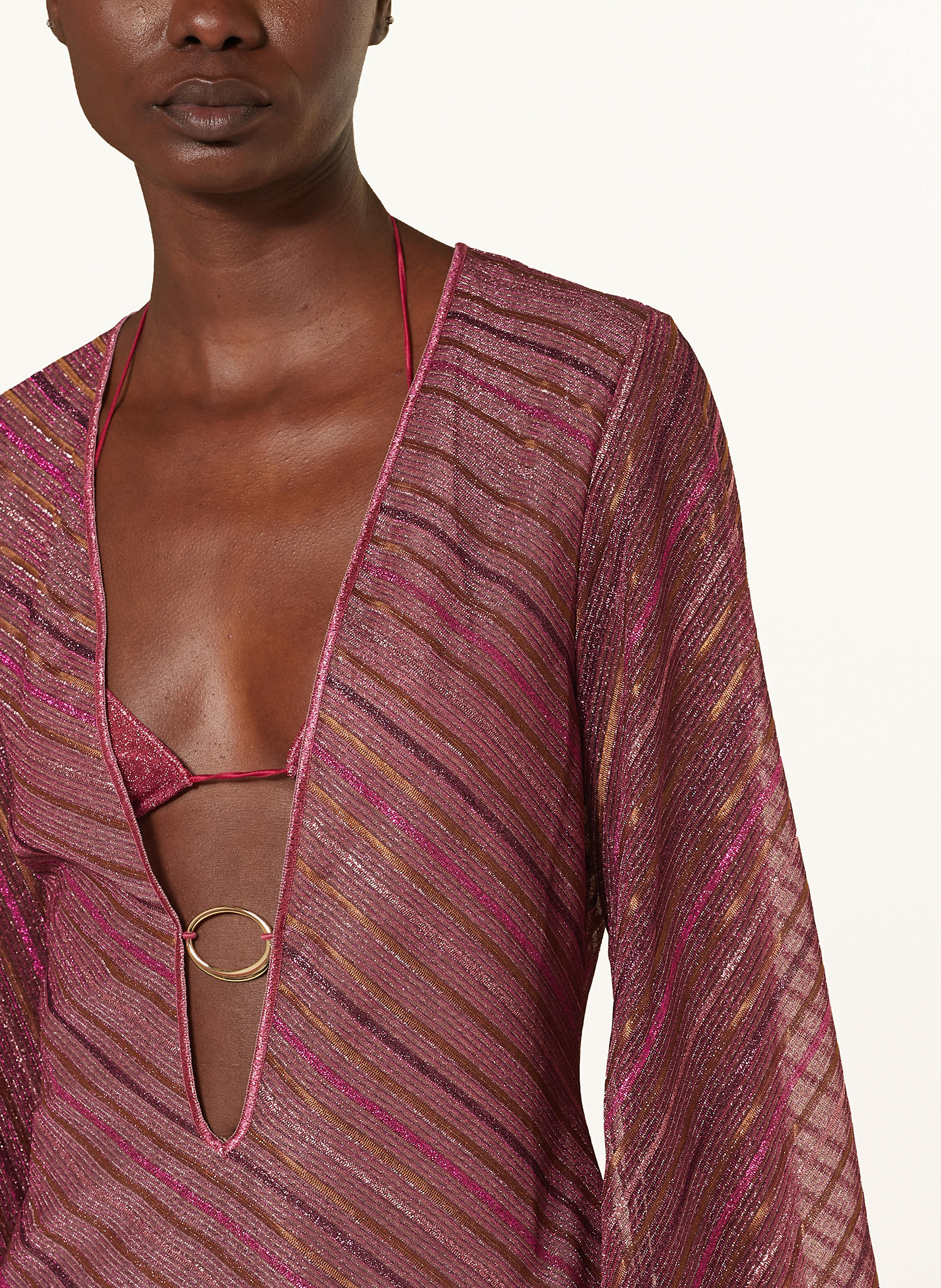 Thumbnail - Oséree Strandkleid Shiny Stripes Mit Glitzergarn rosa