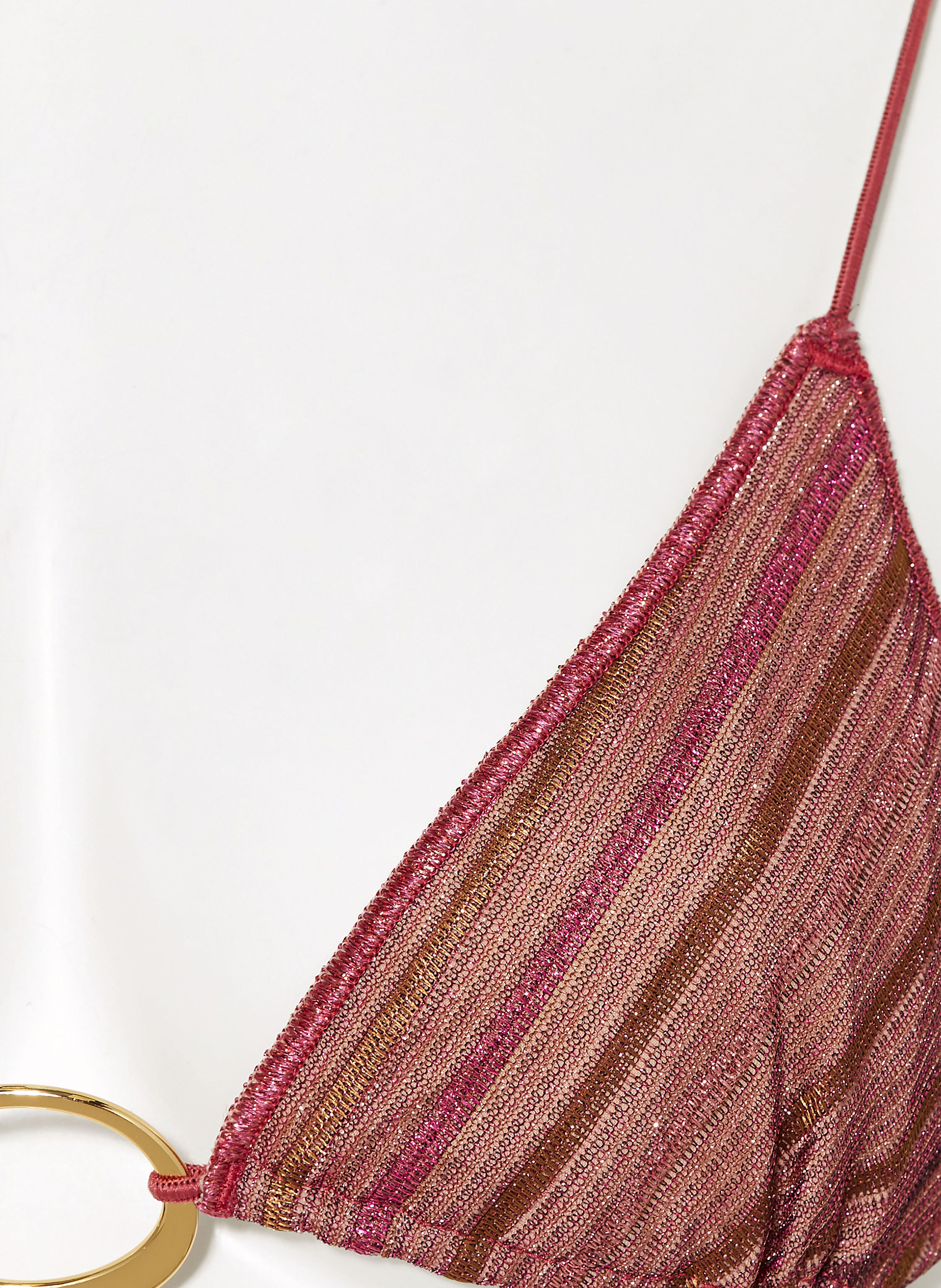 Thumbnail - Oséree Triangel-Bikini Shiny Stripes Mit Glitzergarn rosa