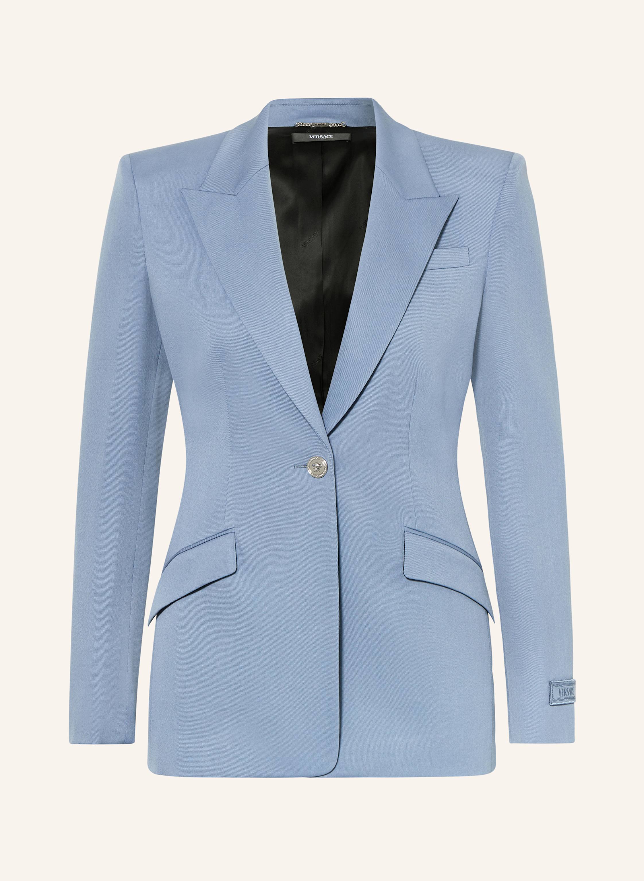 アウターその他 VERSACE Woman Blazer Blue 10180181A12595 1VF00 Wool Single-Breasted DV Blazer Blue | VERSACE US
