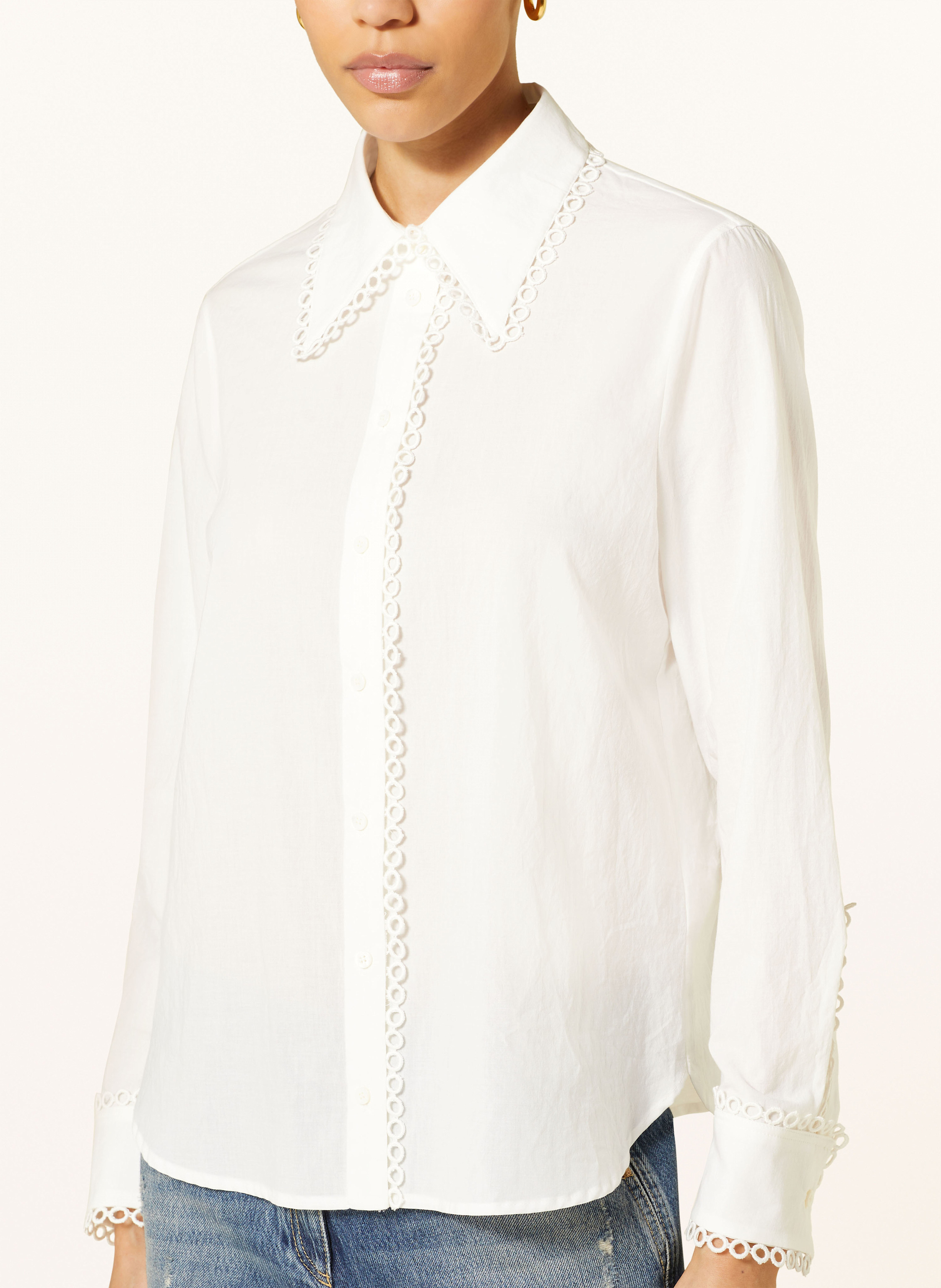 Thumbnail - Luisa Cerano Hemdbluse Mit Lochspitze weiss