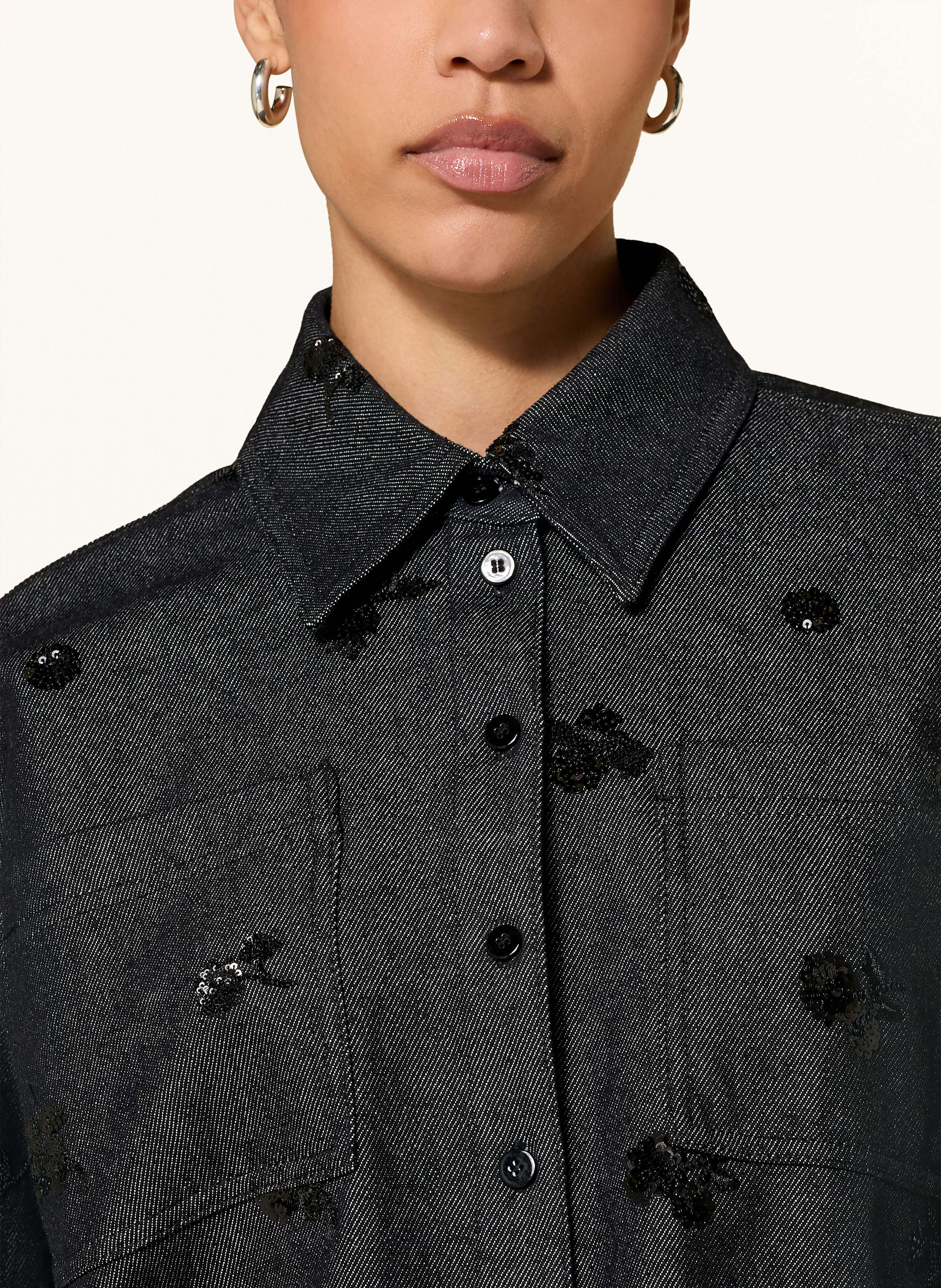 Thumbnail - Luisa Cerano Jeansjacke Mit Pailletten blau