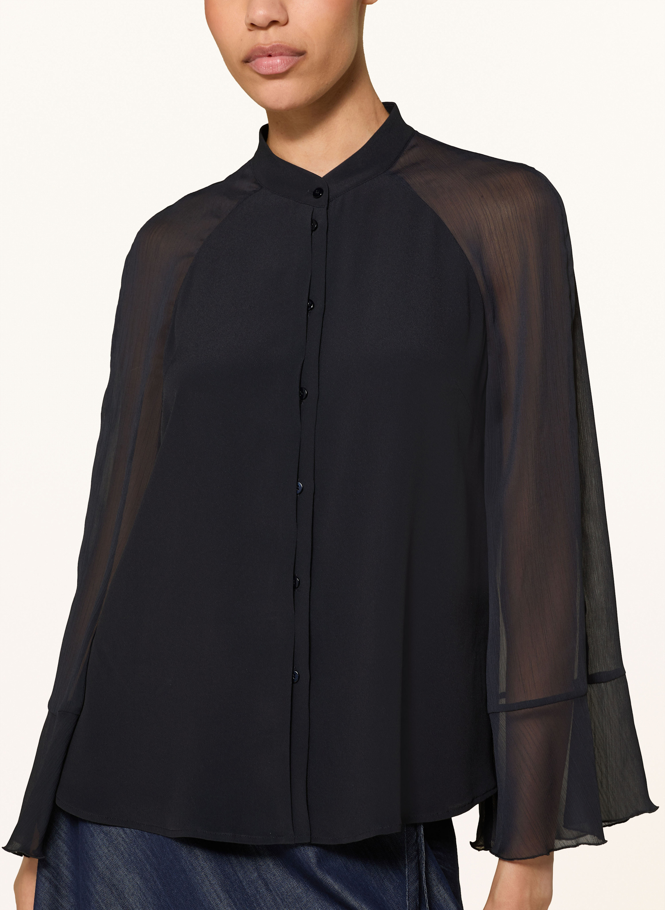 Thumbnail - Luisa Cerano Bluse Im Materialmix Mit Seide blau