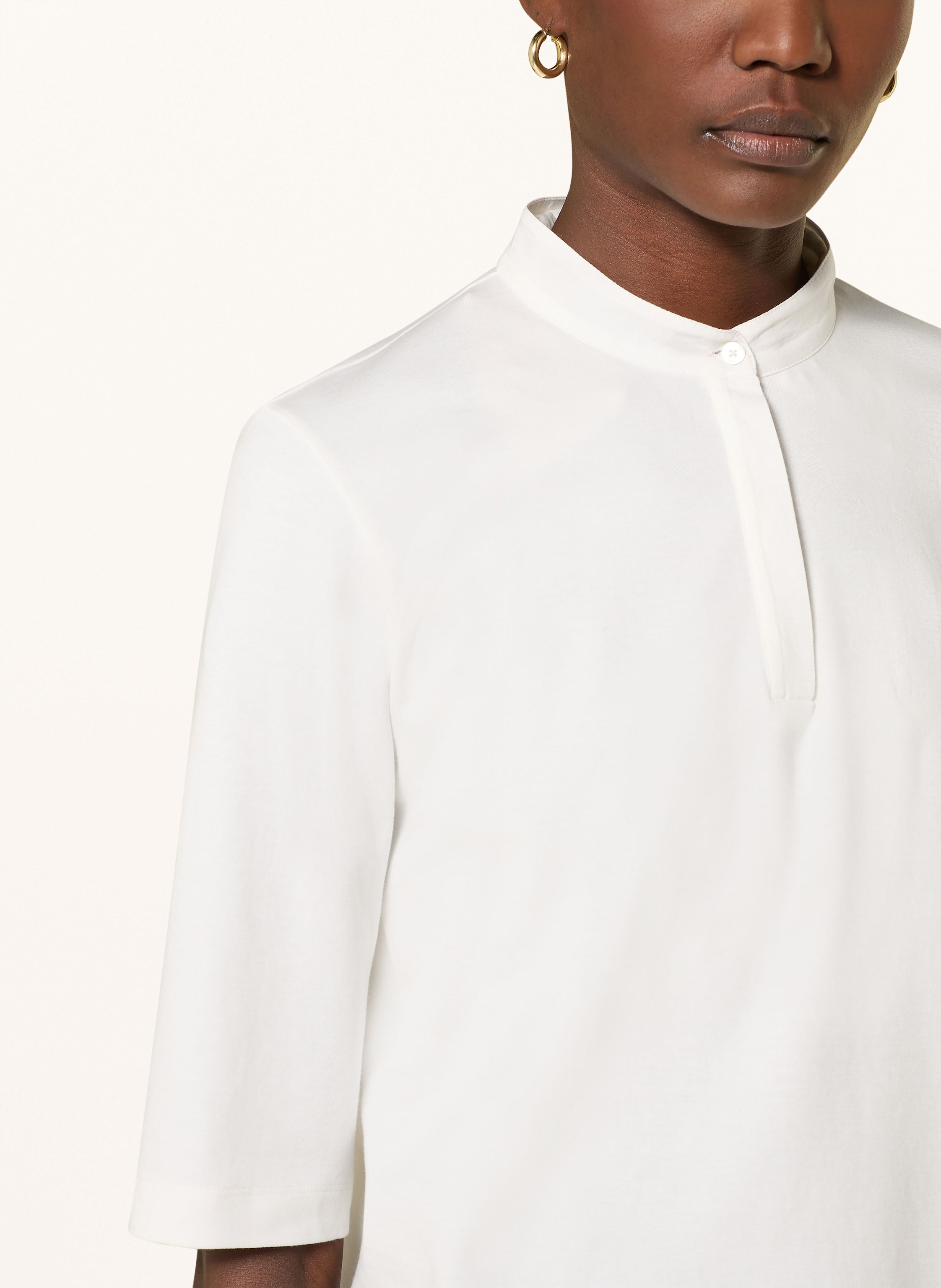 Thumbnail - Marc Cain Jersey-Poloshirt Mit Pailletten Und 3/4-Arm weiss