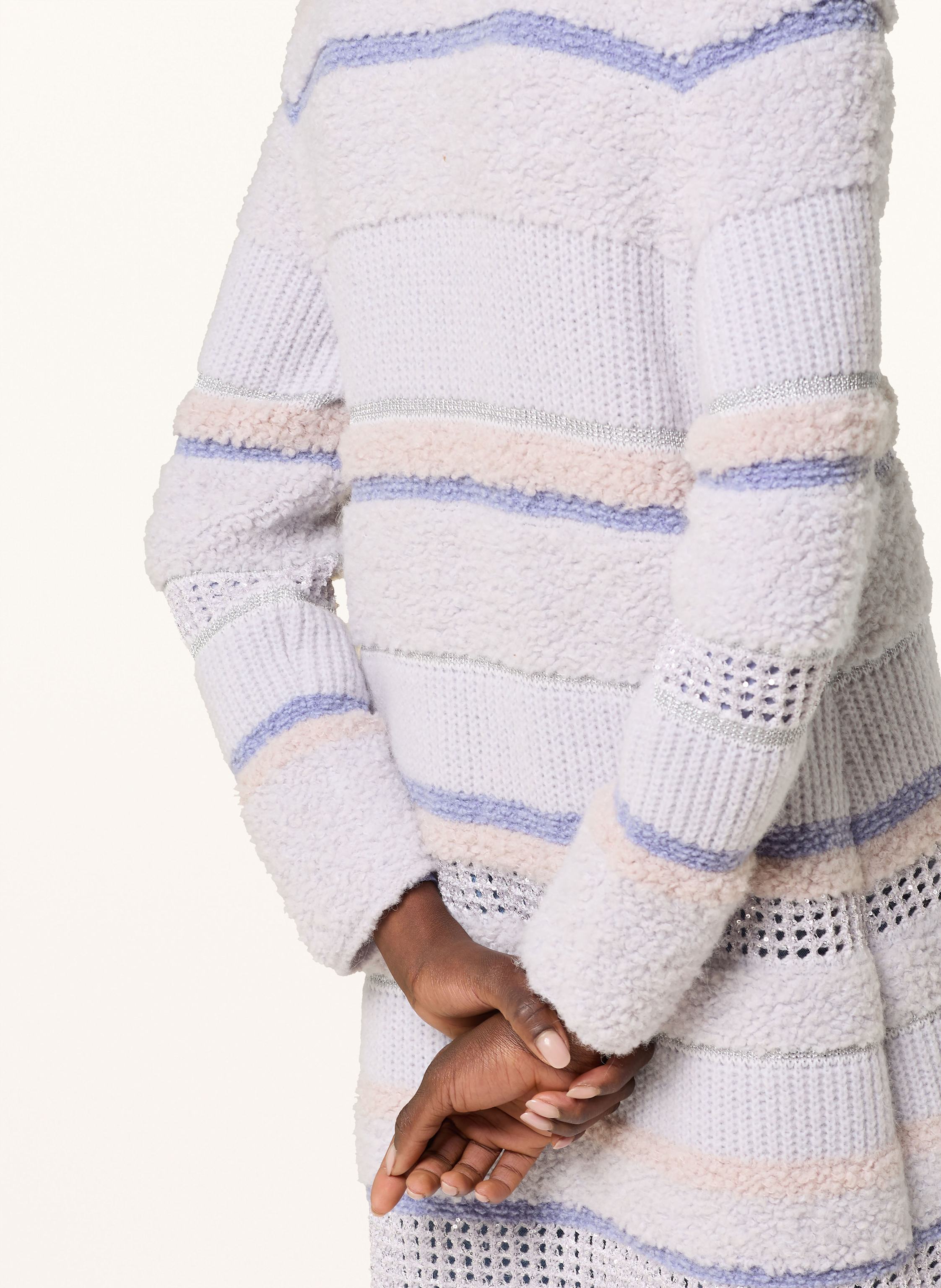 Thumbnail - Marc Cain Strickmantel Mit Pailletten Und Glitzergarn lila