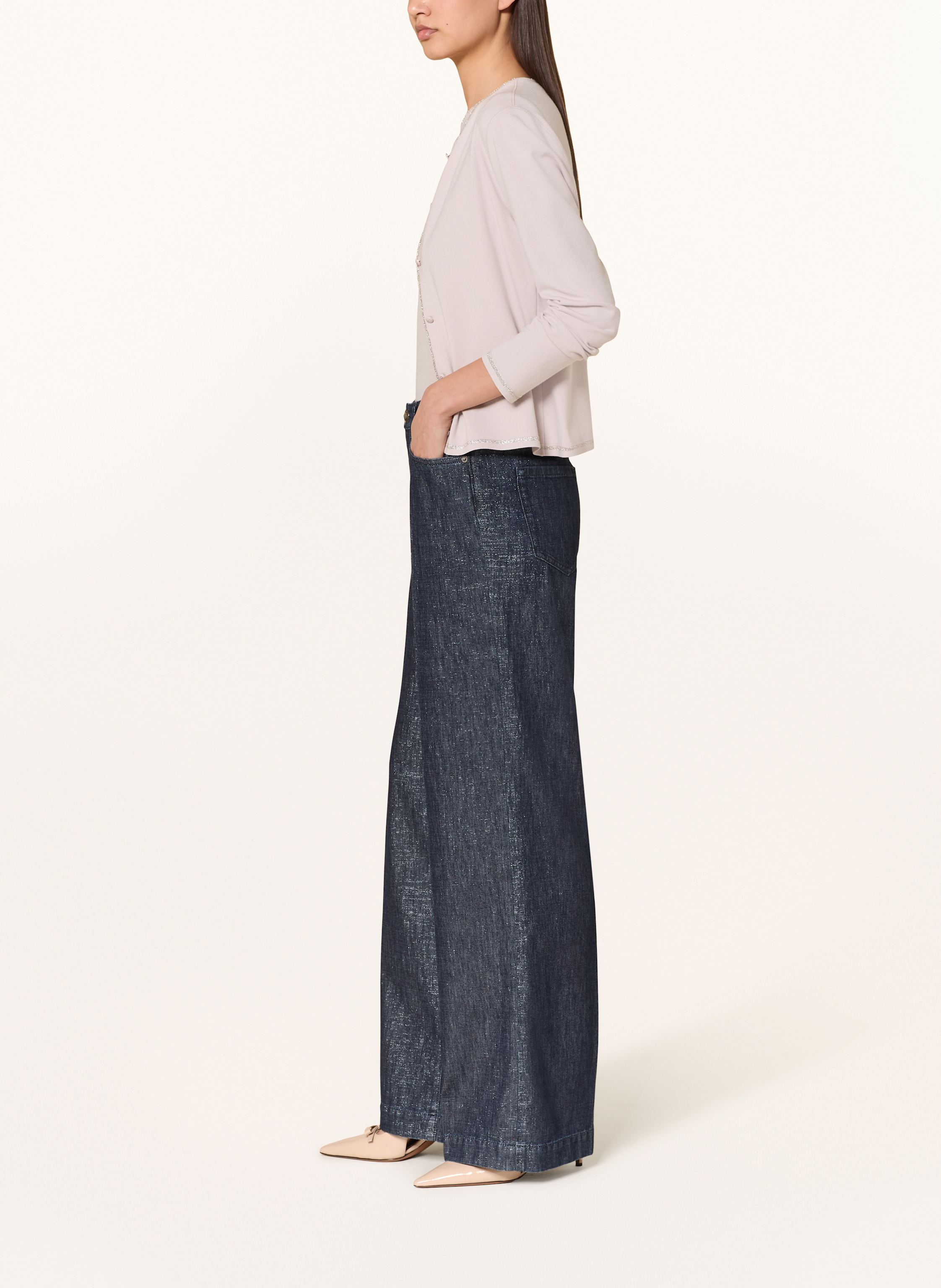Thumbnail - Marc Cain Wide Leg Jeans Warri Mit Glitzergarn blau