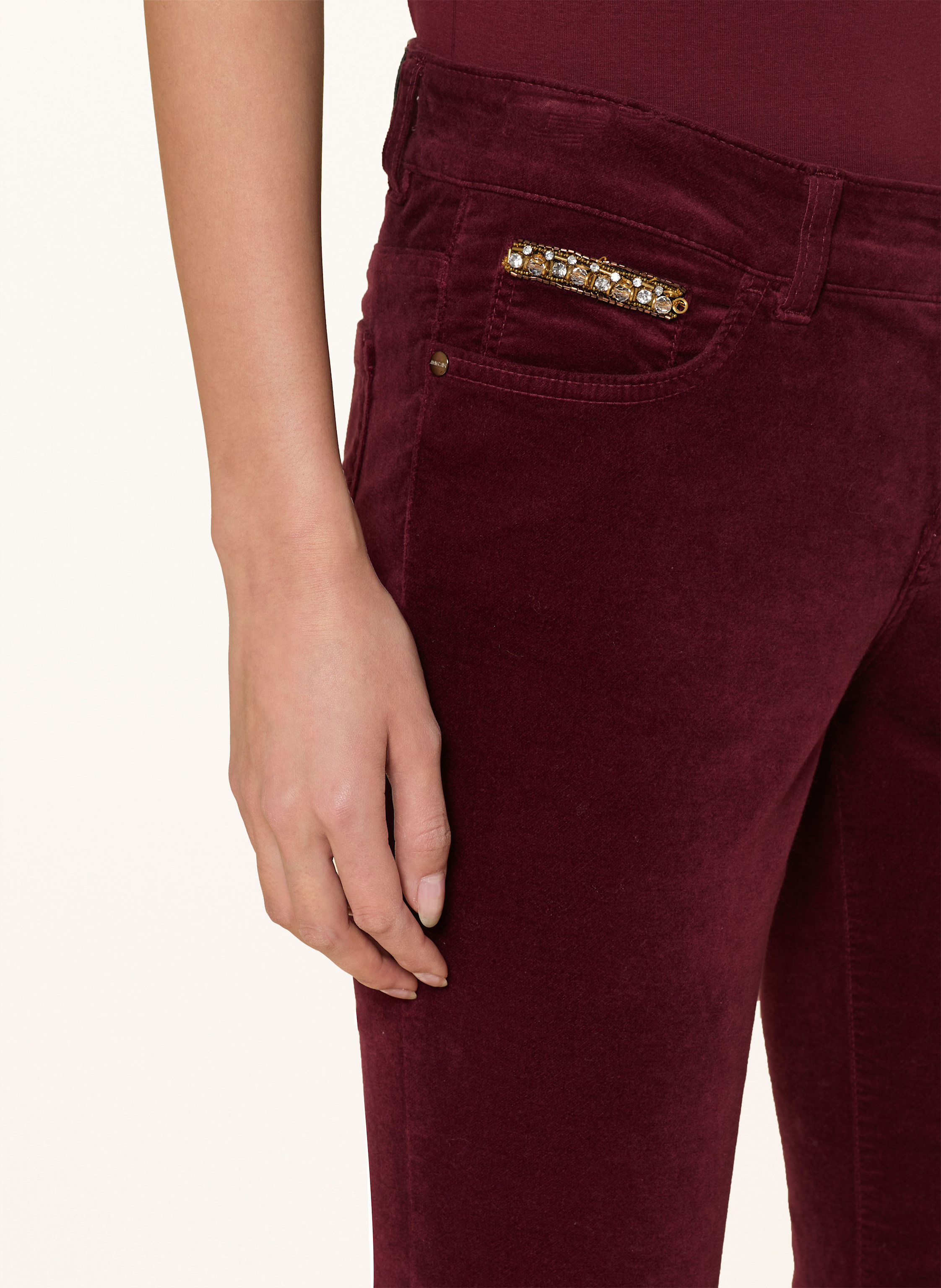 Thumbnail - Marc Cain Samthose Silvi Mit Schmucksteinen rot