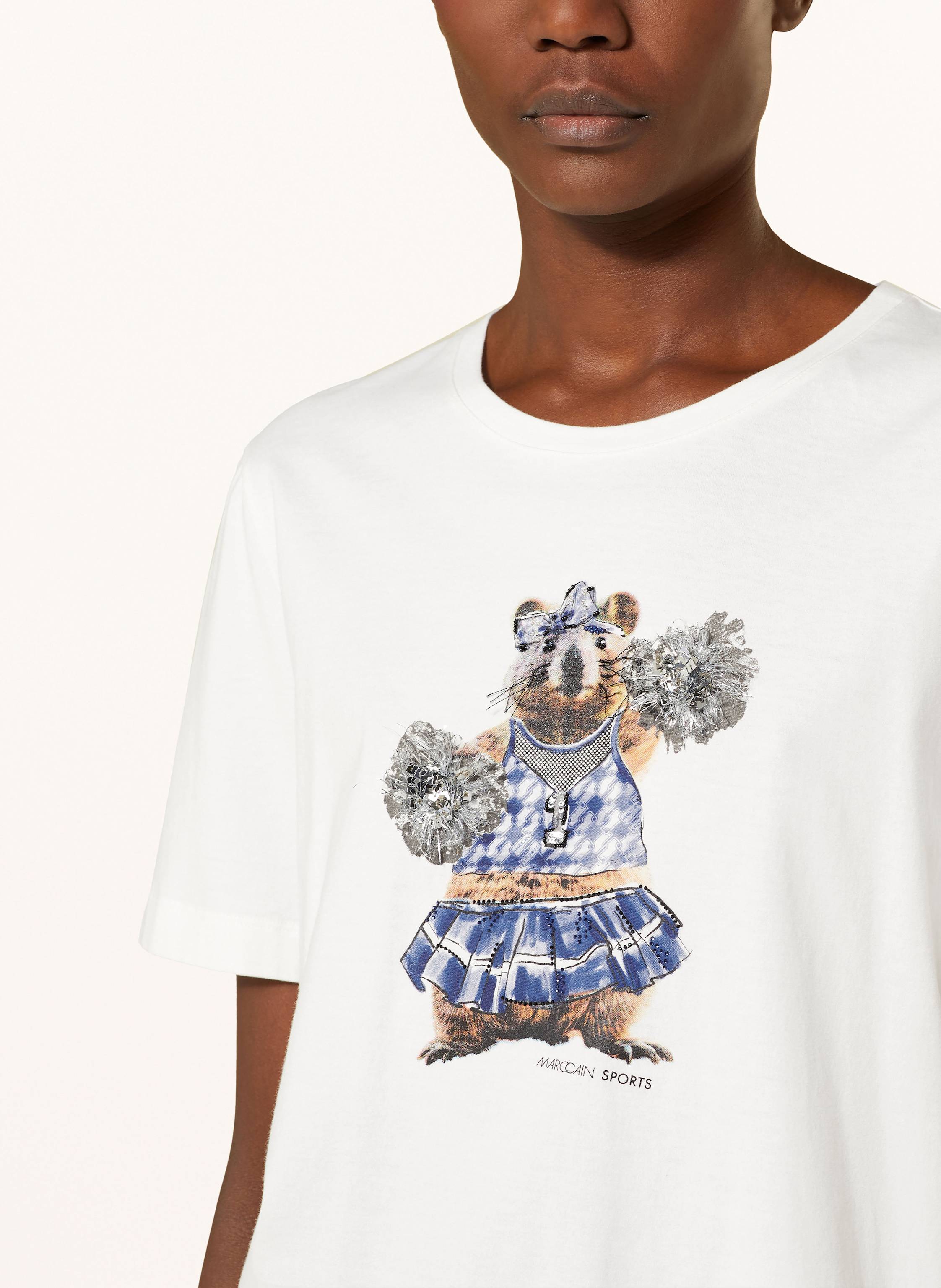 Thumbnail - Marc Cain T-Shirt Mit Glitzergarn Und Pailletten weiss