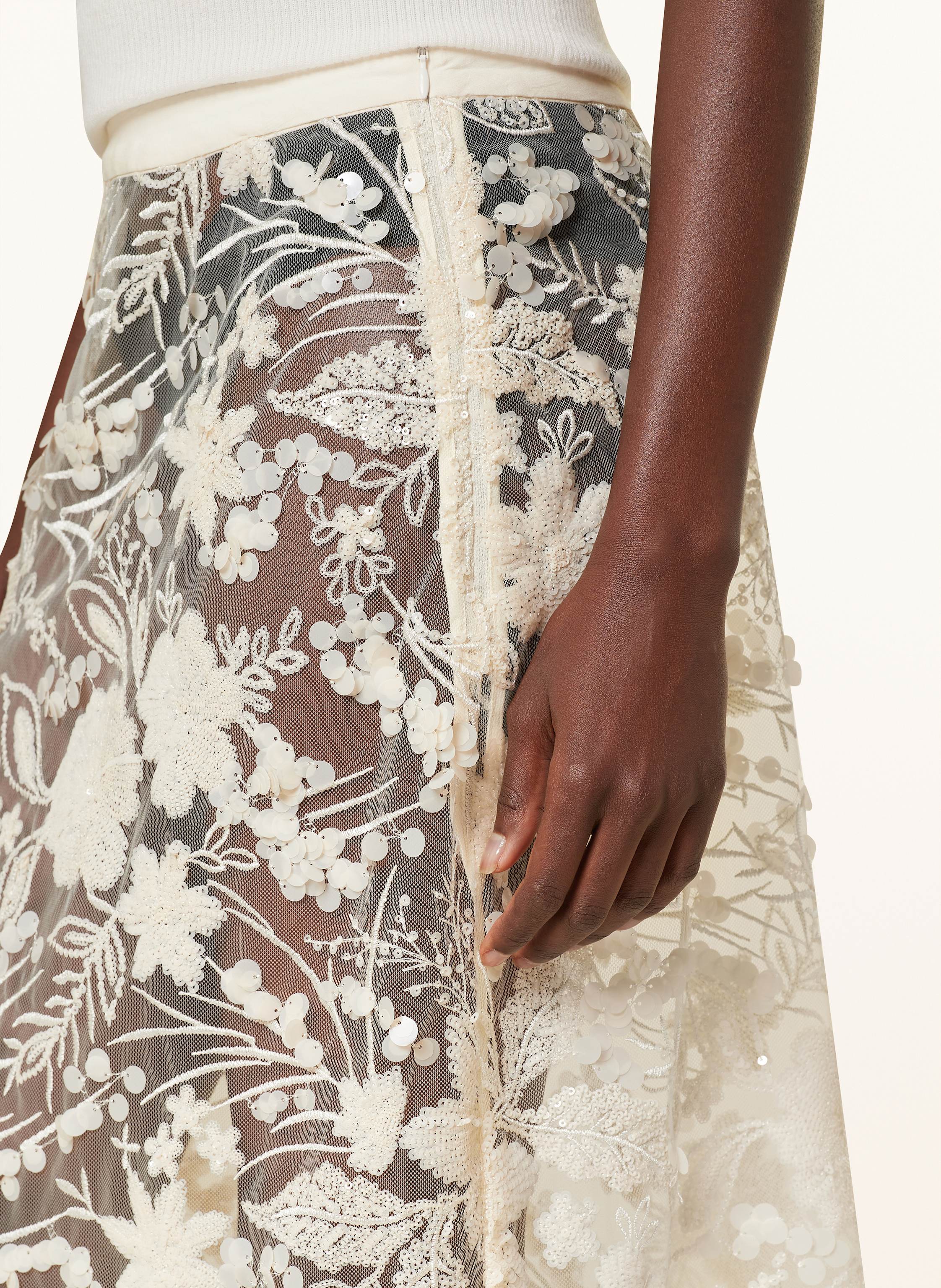 Thumbnail - Mrs & Hugs Mesh-Rock Mit Pailletten beige