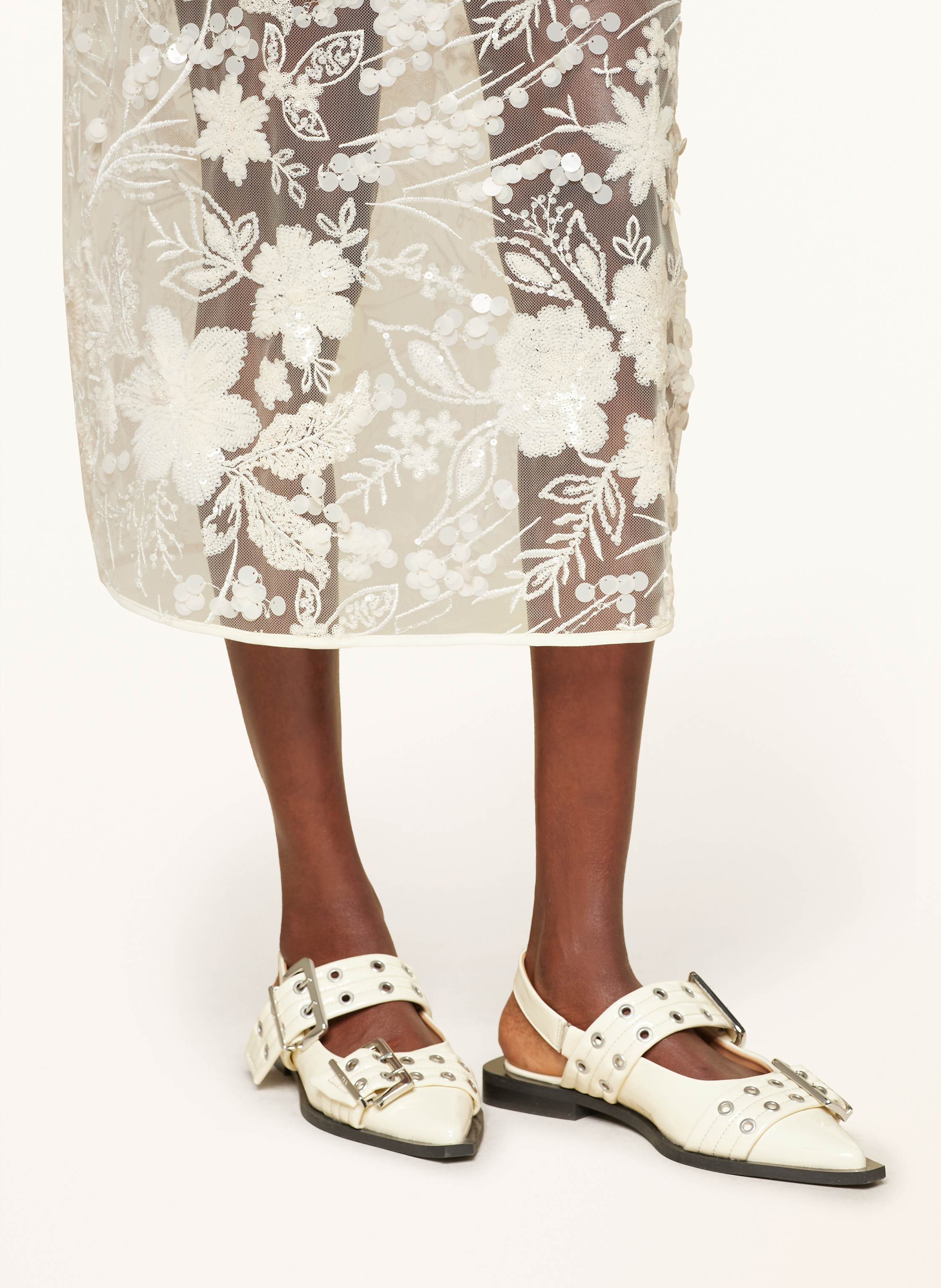 Thumbnail - Mrs & Hugs Mesh-Rock Mit Pailletten beige