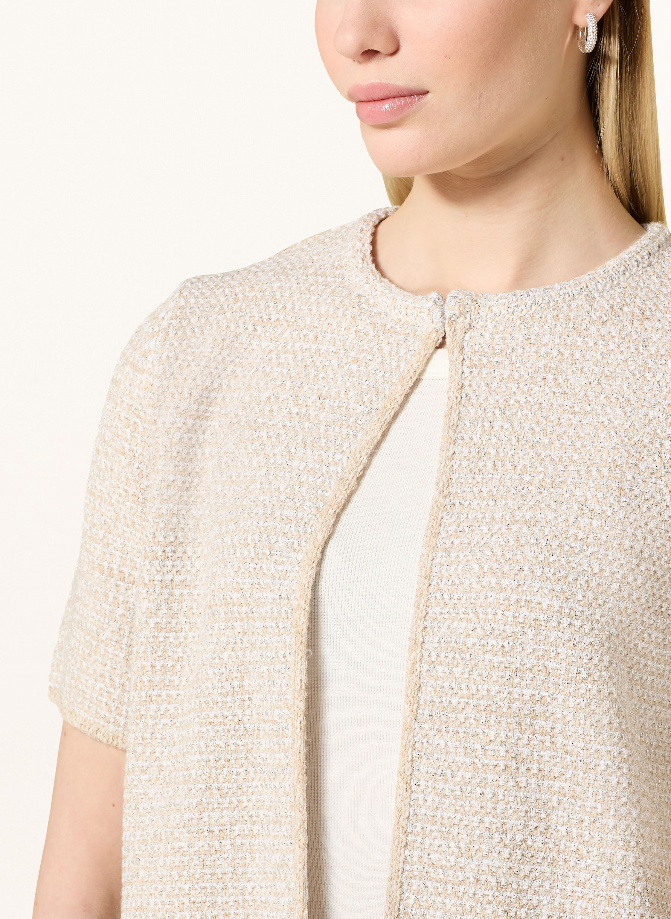 Thumbnail - Monari Strickjacke Mit Glitzergarn weiss