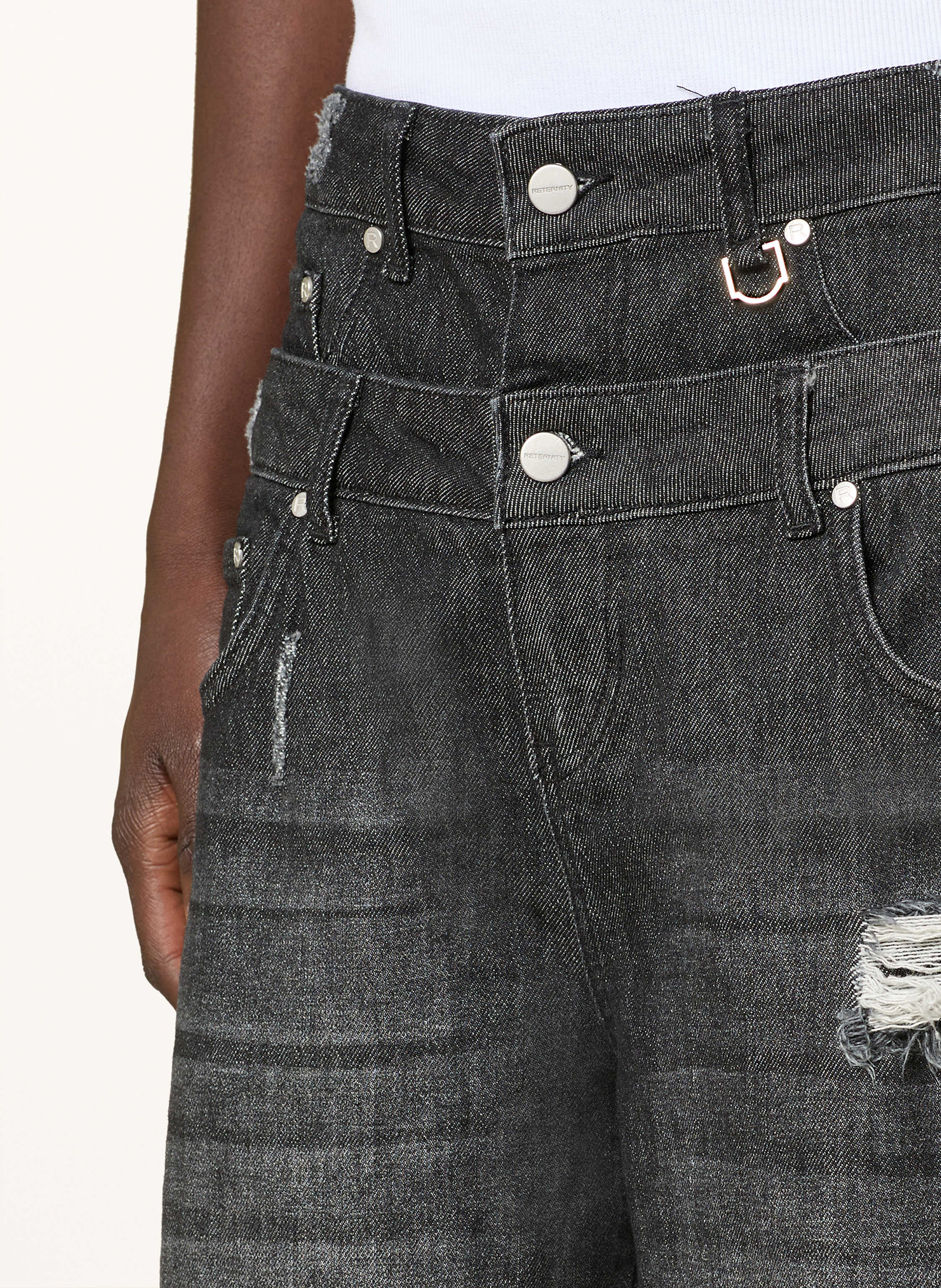 Thumbnail - Reternity Destroyed Jeans Regular Fit schwarz