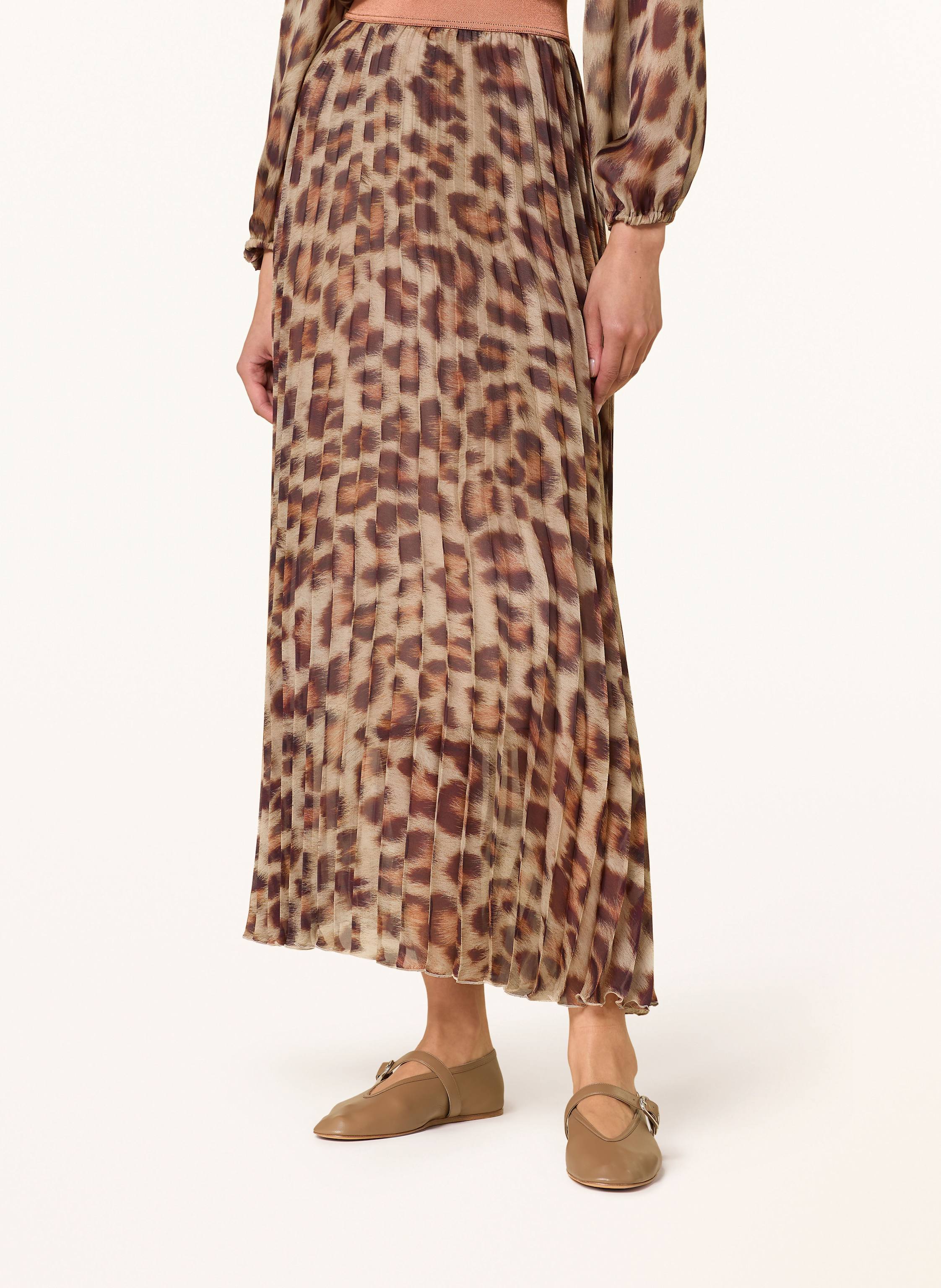 Thumbnail - Luisa Cerano Plisseerock Aus Seide beige