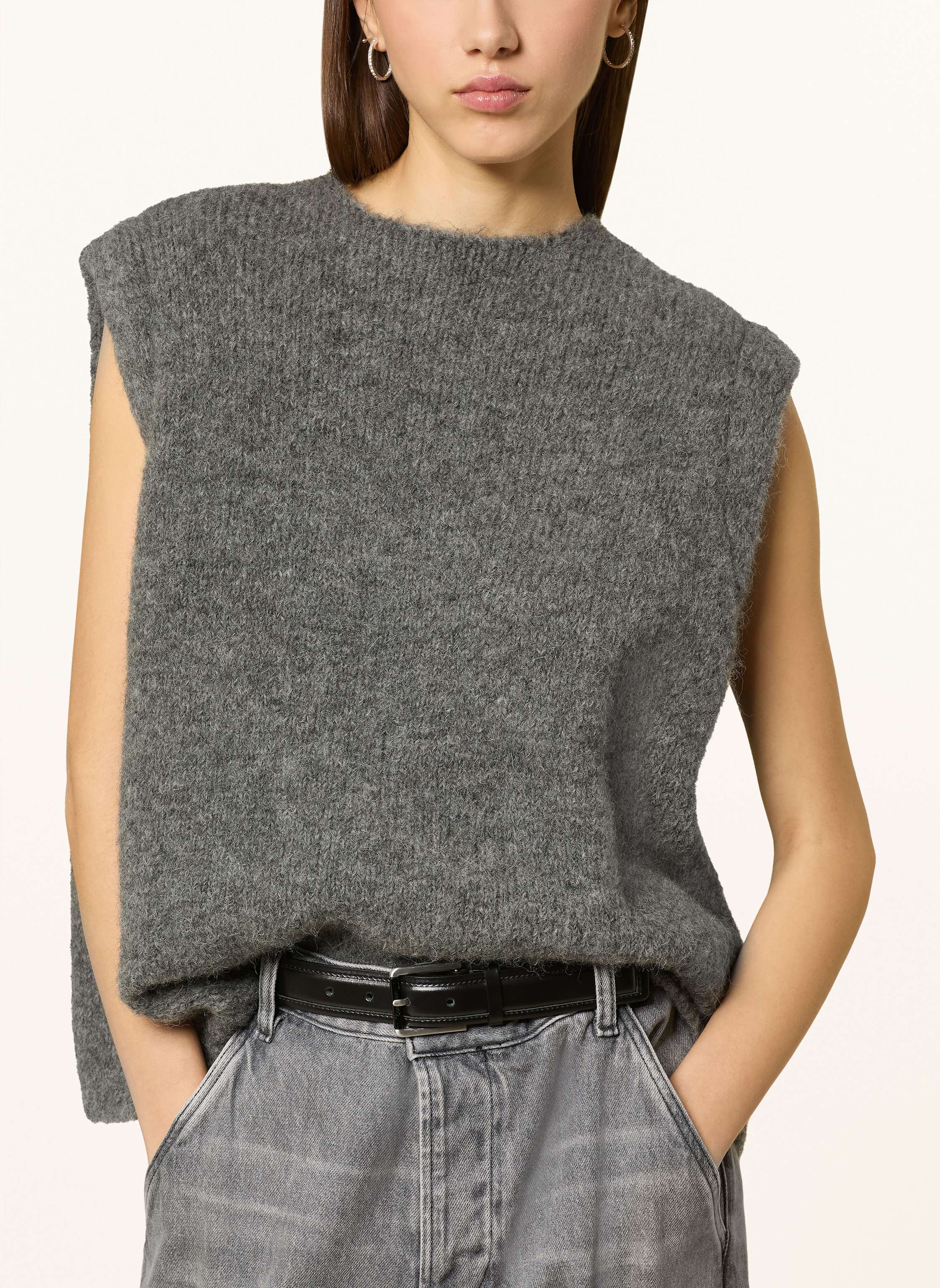 Thumbnail - Black Palms Strickshirt Teya Aus Alpaka grau