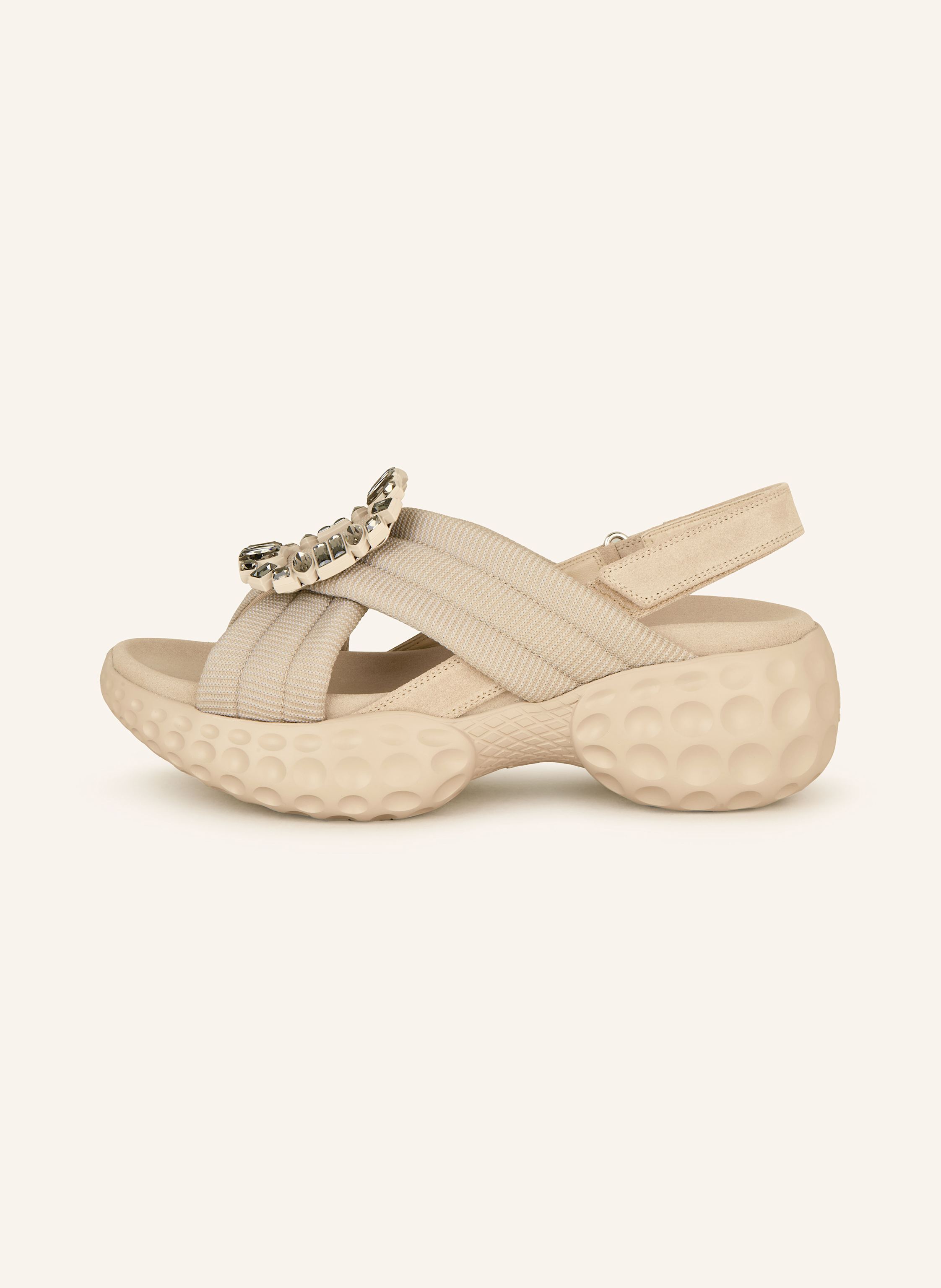 Thumbnail - Roger Vivier Plateau-Sandalen Viv' Run Light Mit Schmucksteinen beige