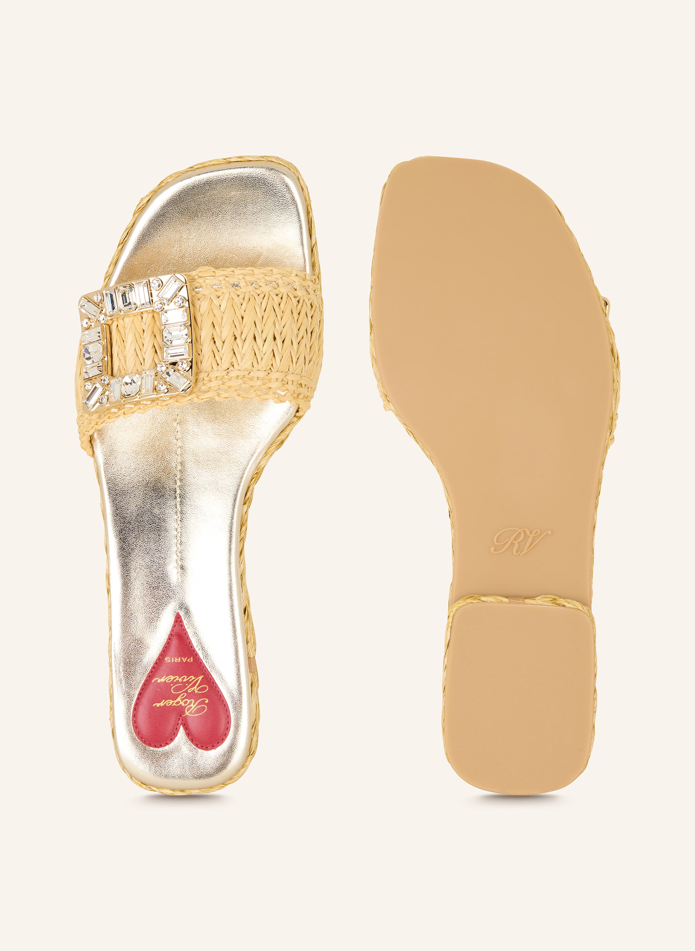 Thumbnail - Roger Vivier Pantoletten beige
