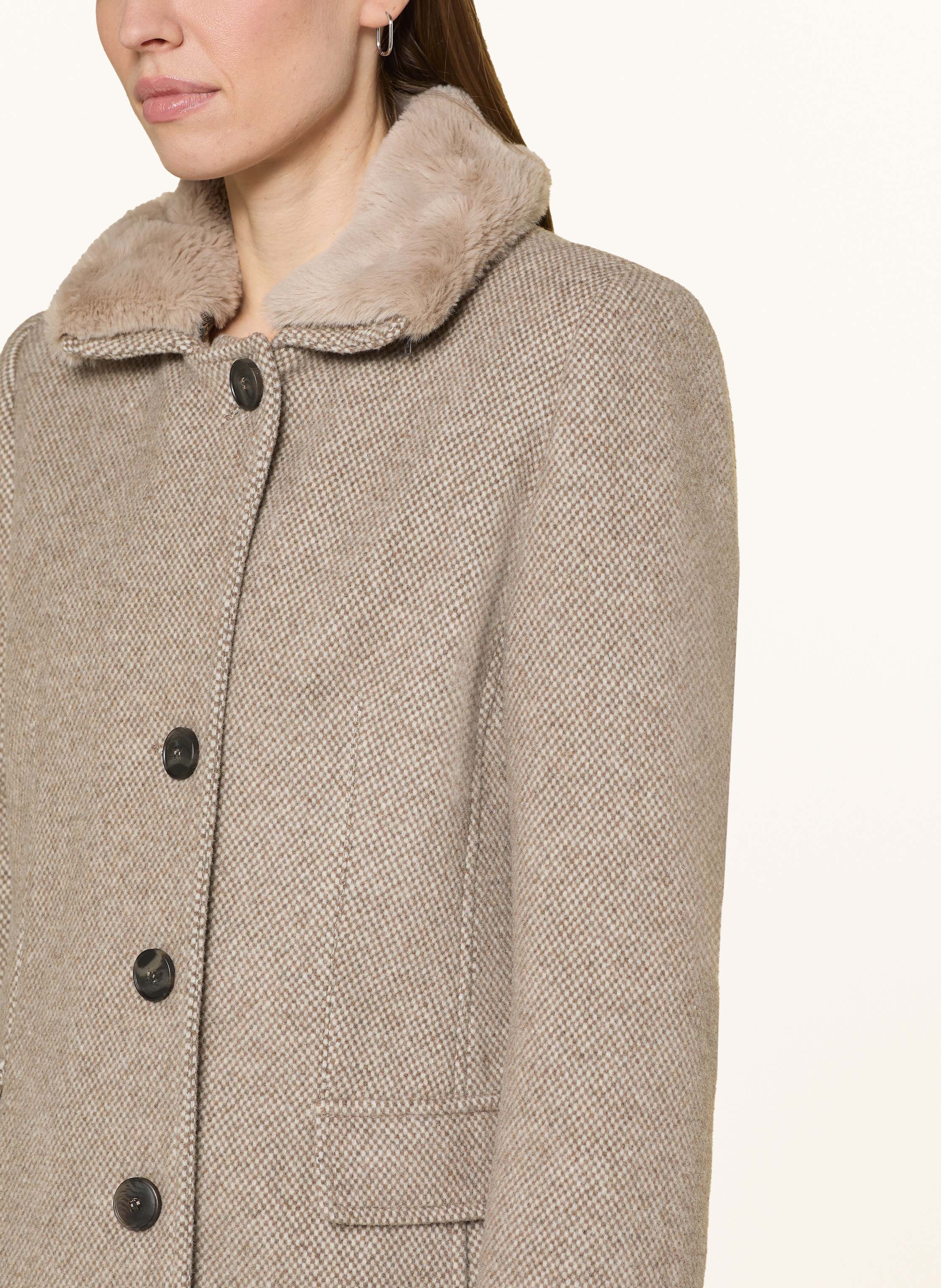 Thumbnail - Fuchs Schmitt Wollmantel Mit Abnehmbarem Kunstfell beige