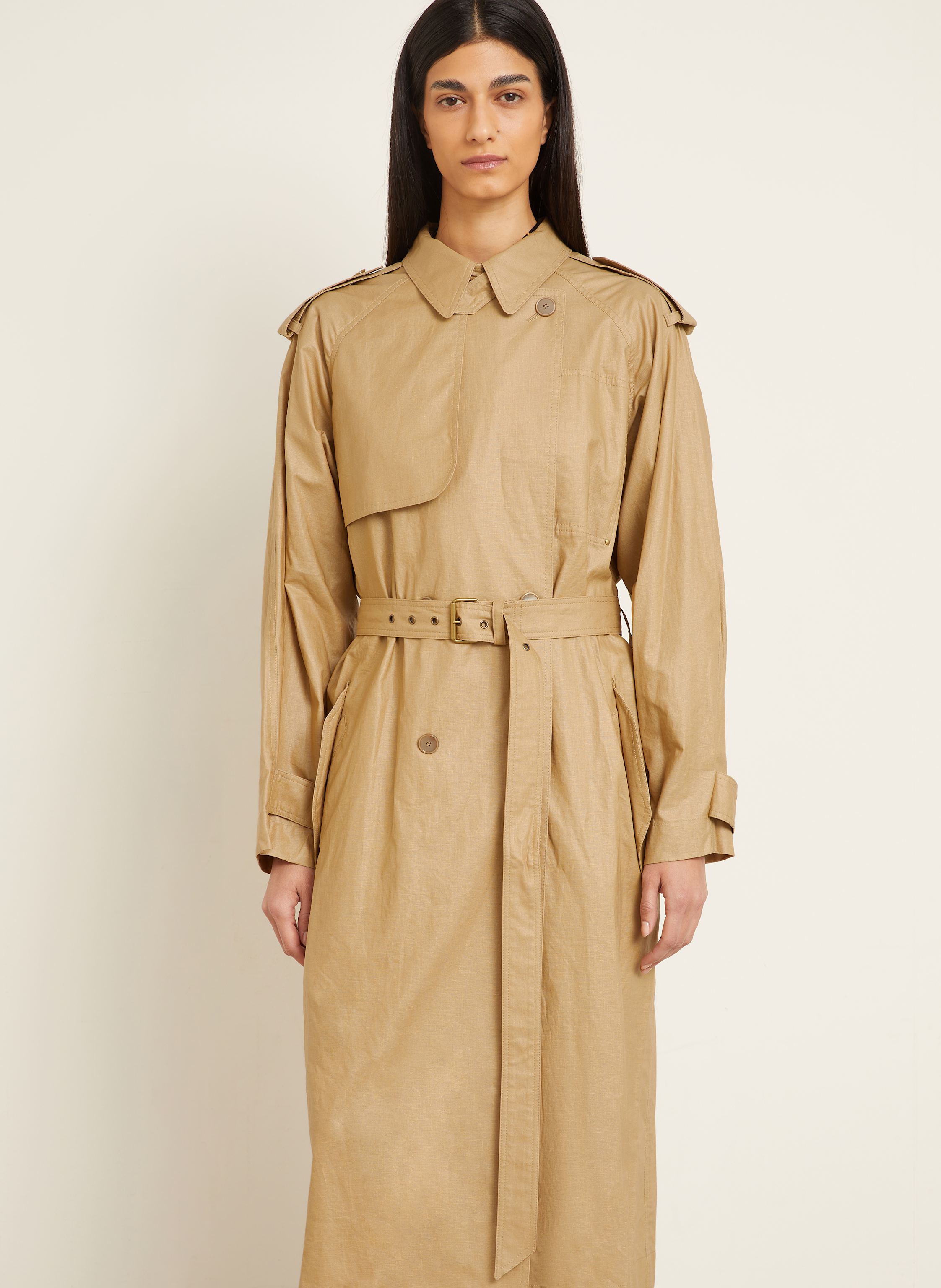 Thumbnail - Isabel Marant Trenchcoat Freanne Mit Leinen beige