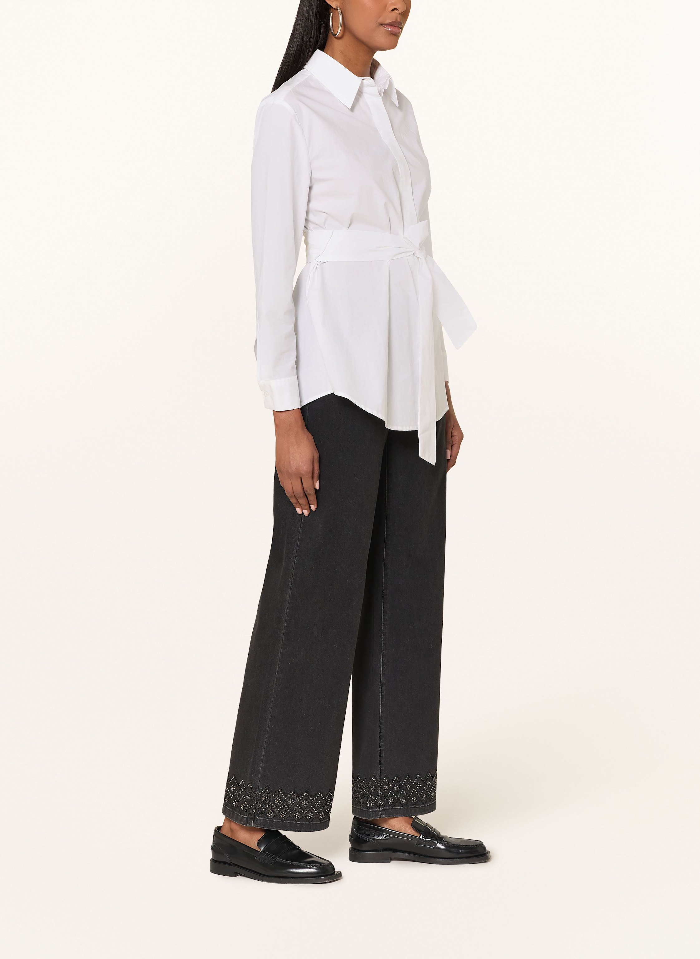 Thumbnail - Joseph Ribkoff Wide Leg Jeans Mit Schmucksteinen grau