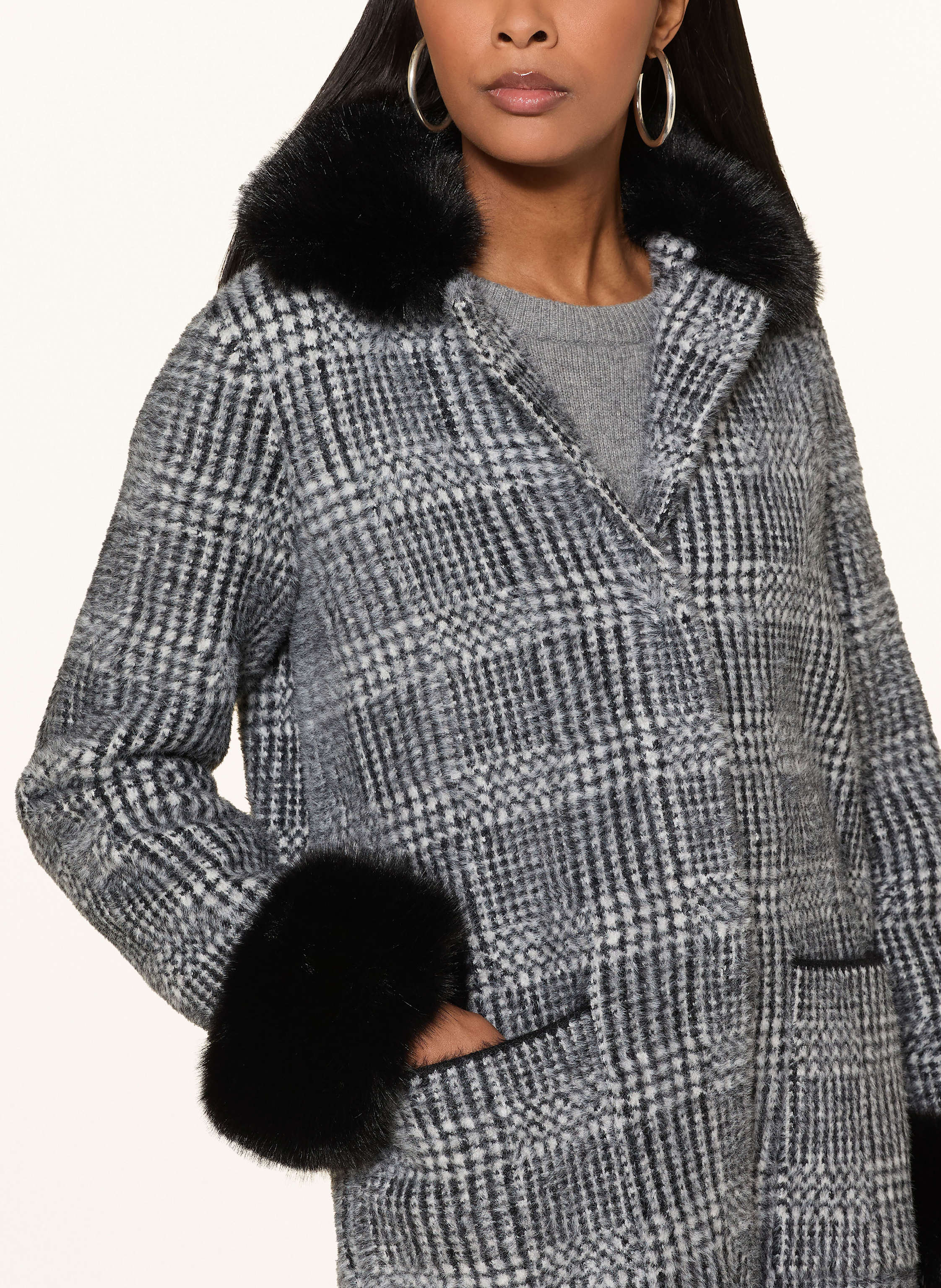 Thumbnail - Joseph Ribkoff Mantel Mit Abnehmbarem Kunstfell schwarz