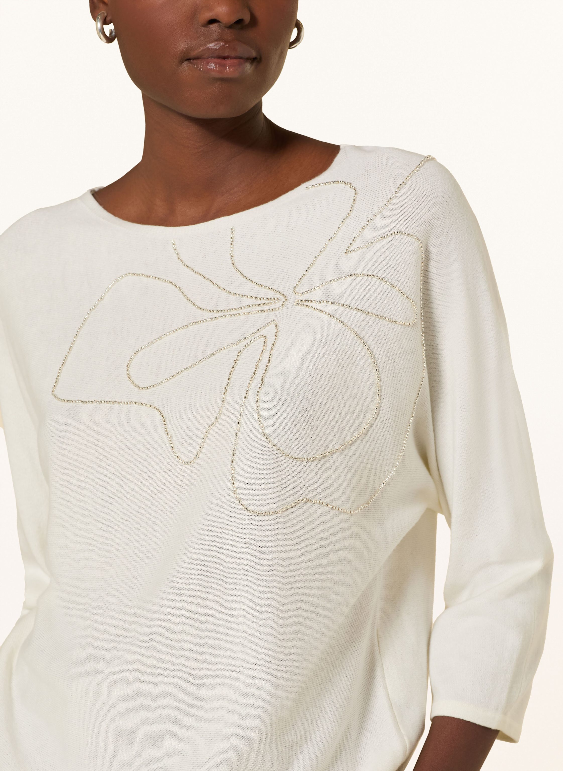 Thumbnail - S.Oliver Black Label Pullover Mit 3/4-Arm Und Schmucksteinen weiss