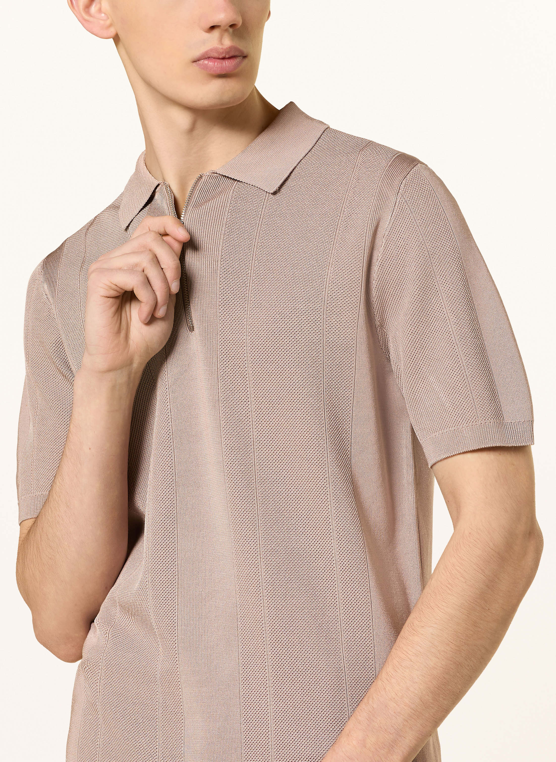 Thumbnail - Reiss Strick-Poloshirt Bart beige