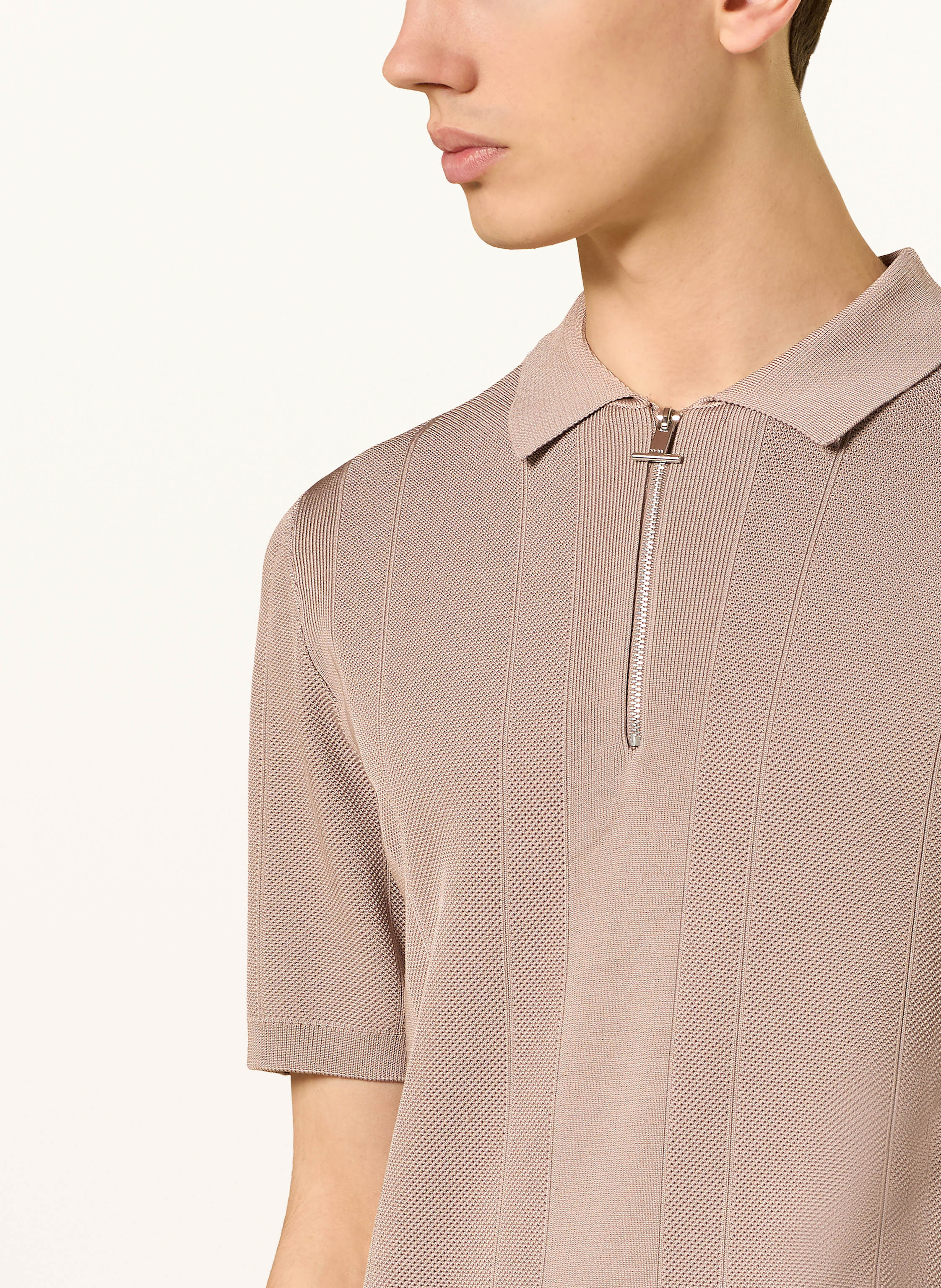 Thumbnail - Reiss Strick-Poloshirt Bart beige