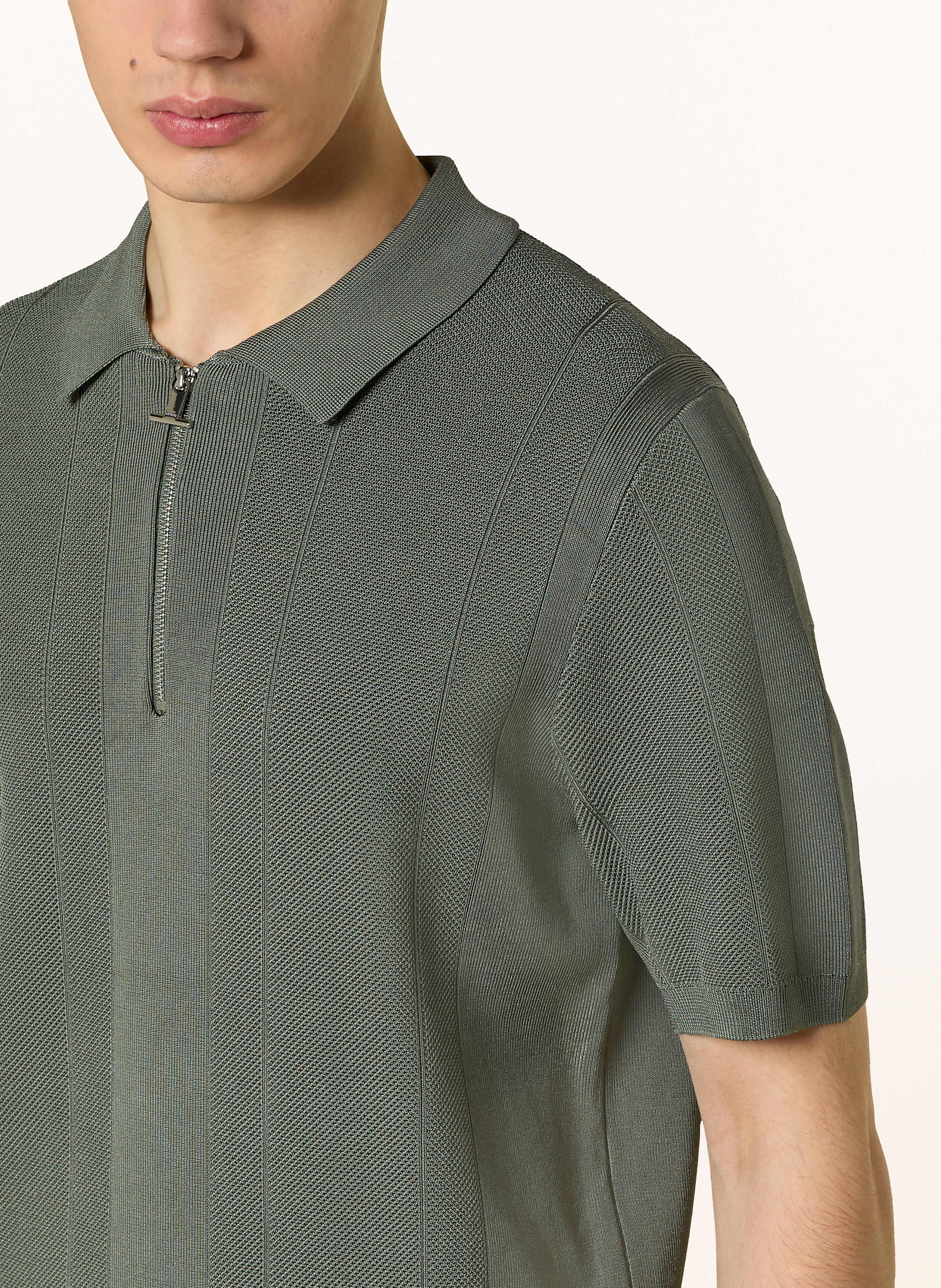 Thumbnail - Reiss Strick-Poloshirt Bart gruen