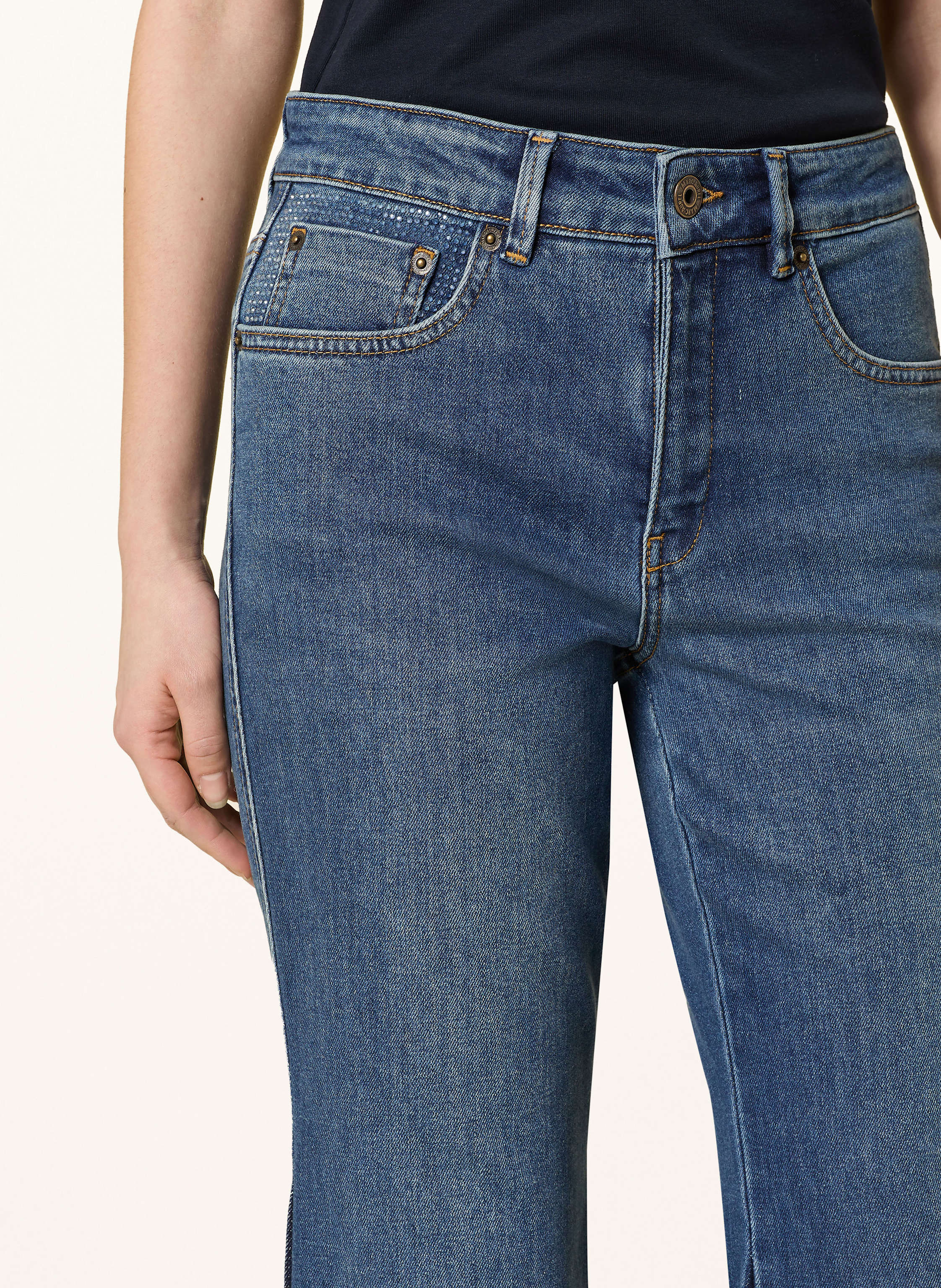 Thumbnail - Marc Aurel Straight Jeans Mit Schmucksteinen blau