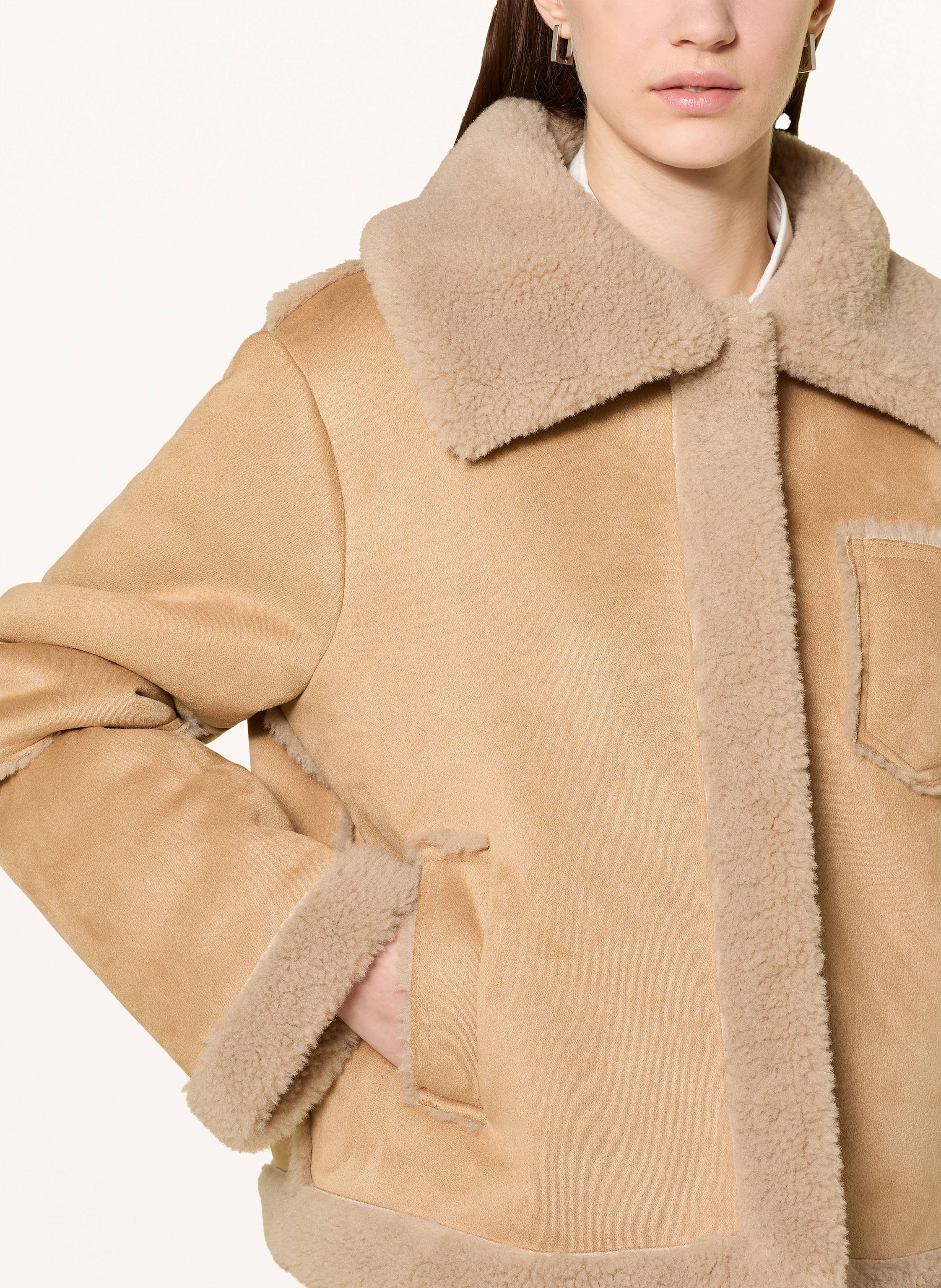 Thumbnail - Marc Aurel Jacke In Lederoptik Mit Kunstfell beige