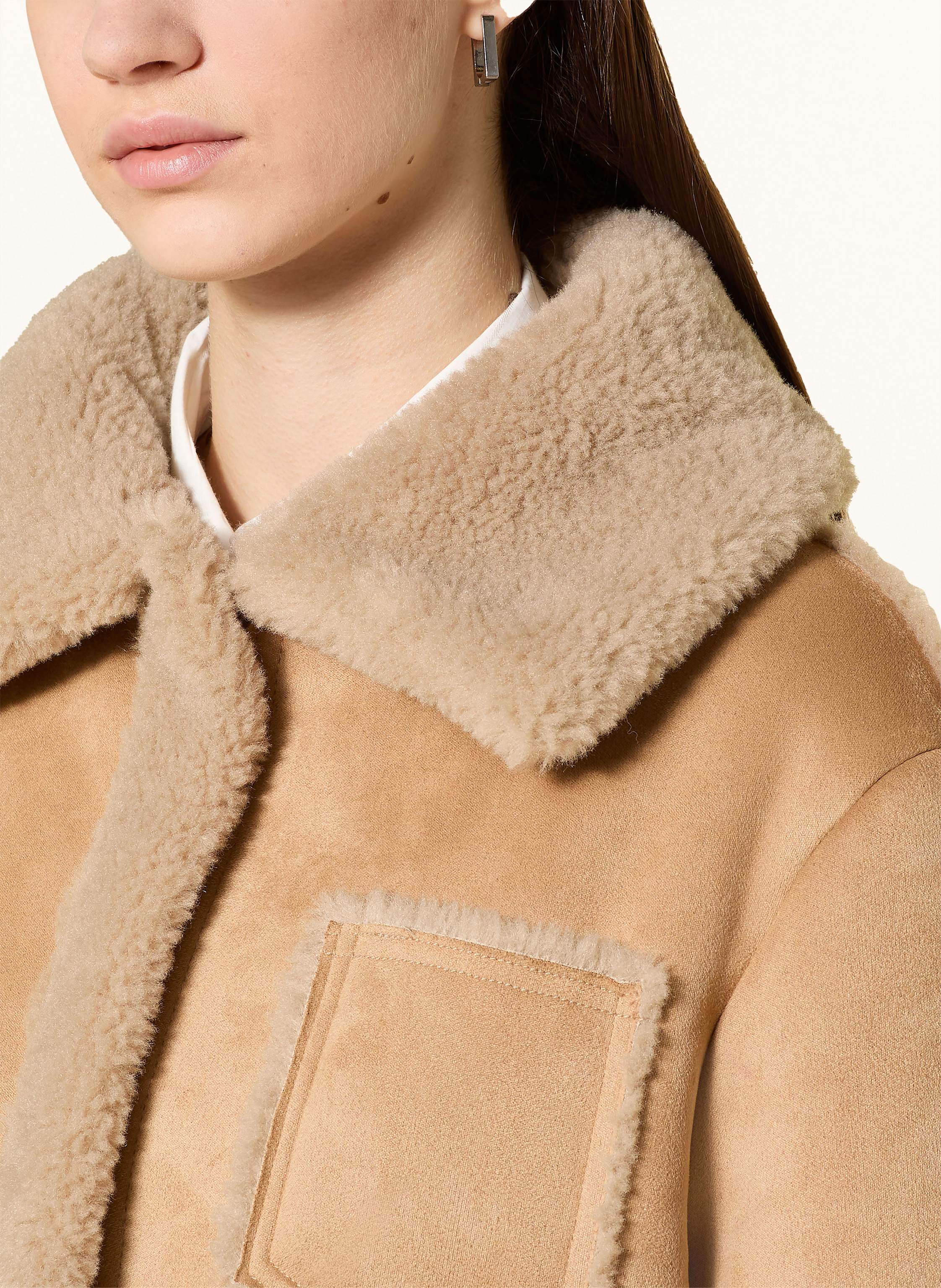 Thumbnail - Marc Aurel Jacke In Lederoptik Mit Kunstfell beige