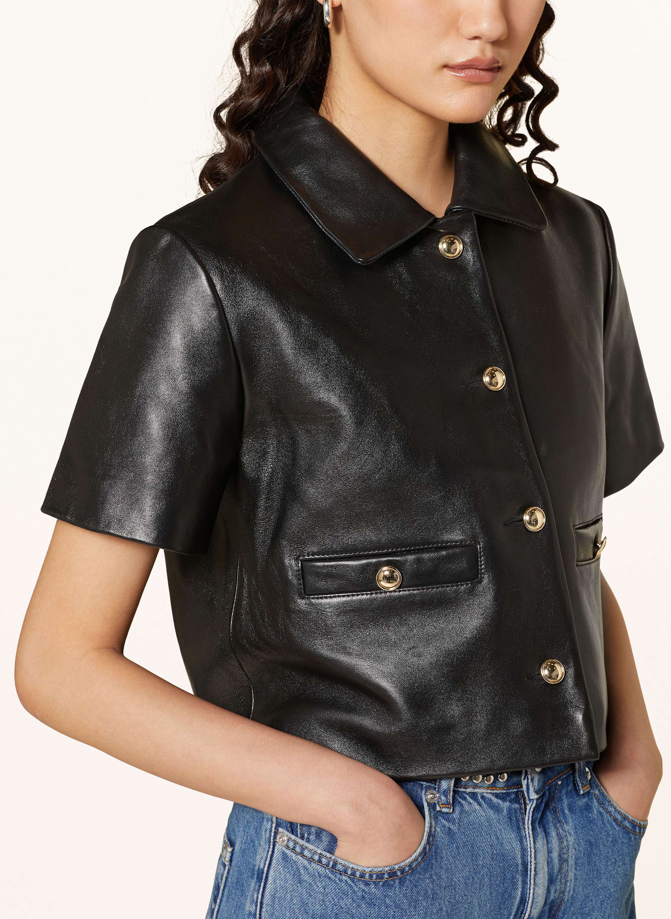 Thumbnail - Maje Lederjacke schwarz