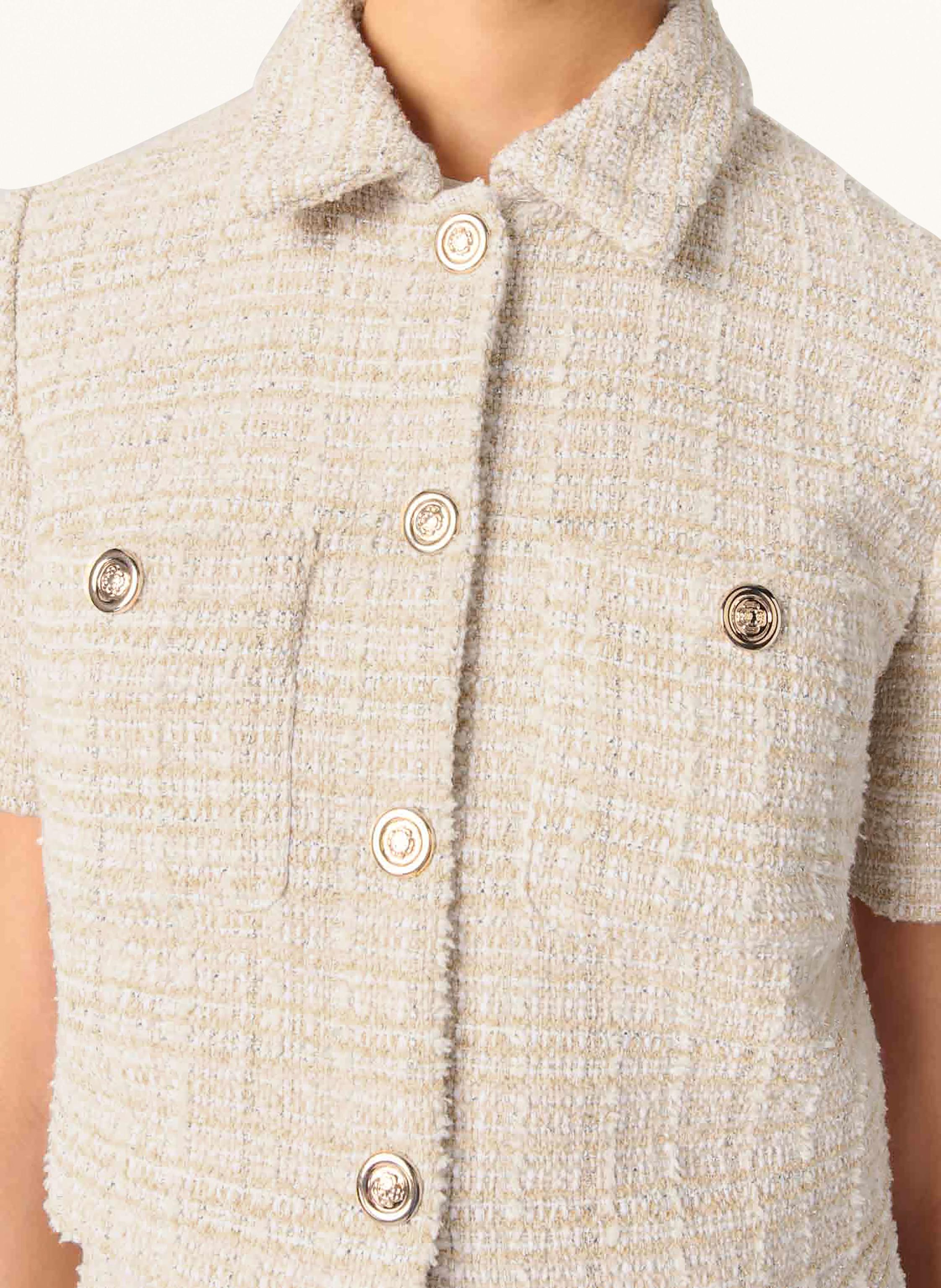 Thumbnail - Maje Tweed-Jacke Mit Glitzergarn beige