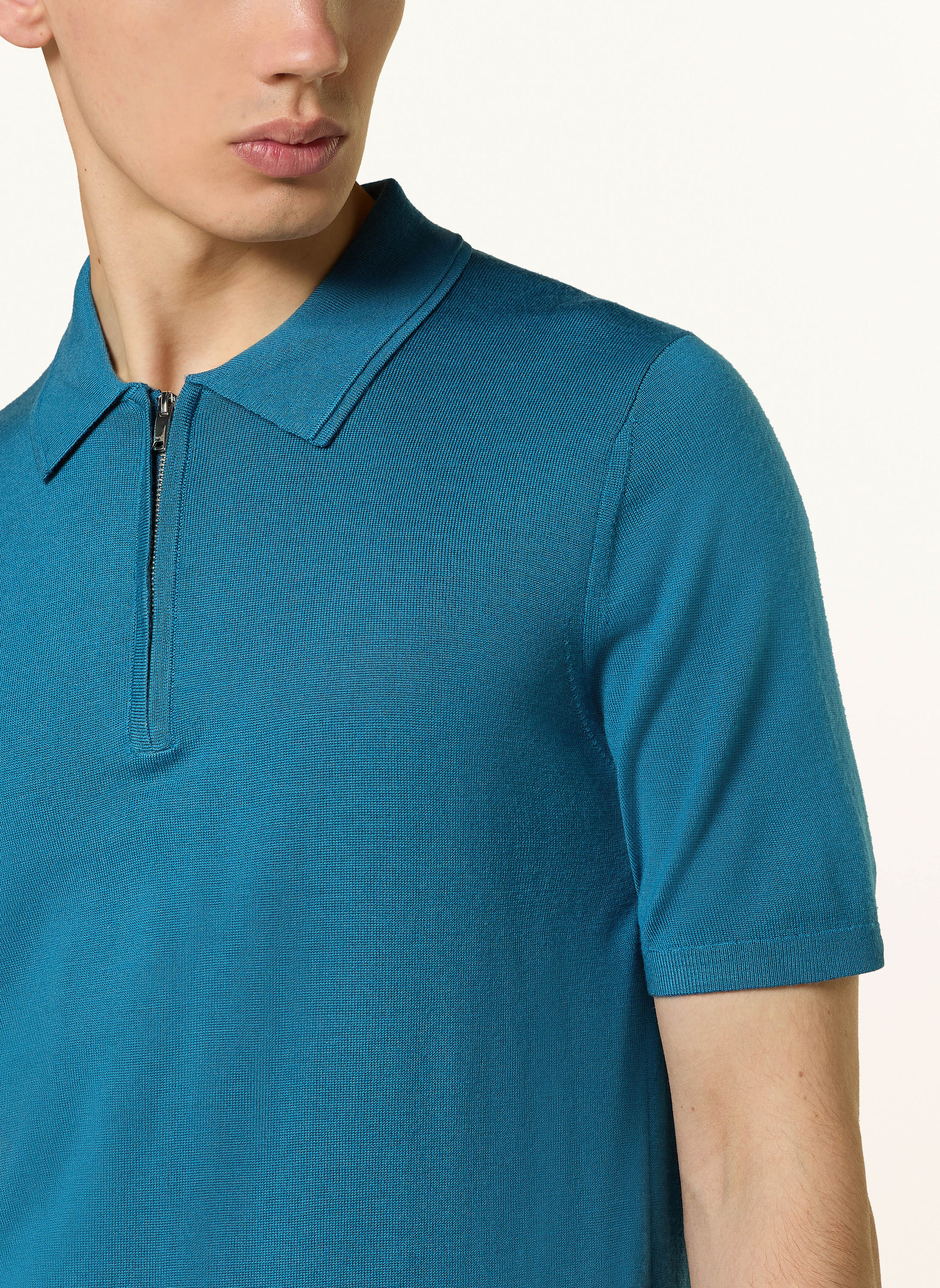 Thumbnail - Reiss Strick-Poloshirt Maxwell Aus Merinowolle blau