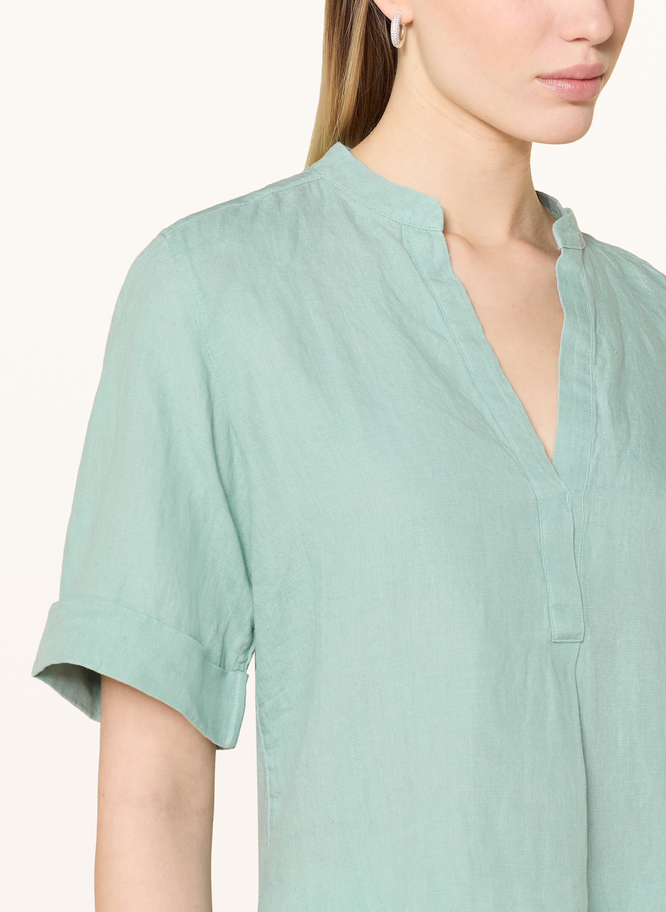 Thumbnail - Marc O'polo Blusenshirt Im Materialmix Mit Leinen gruen