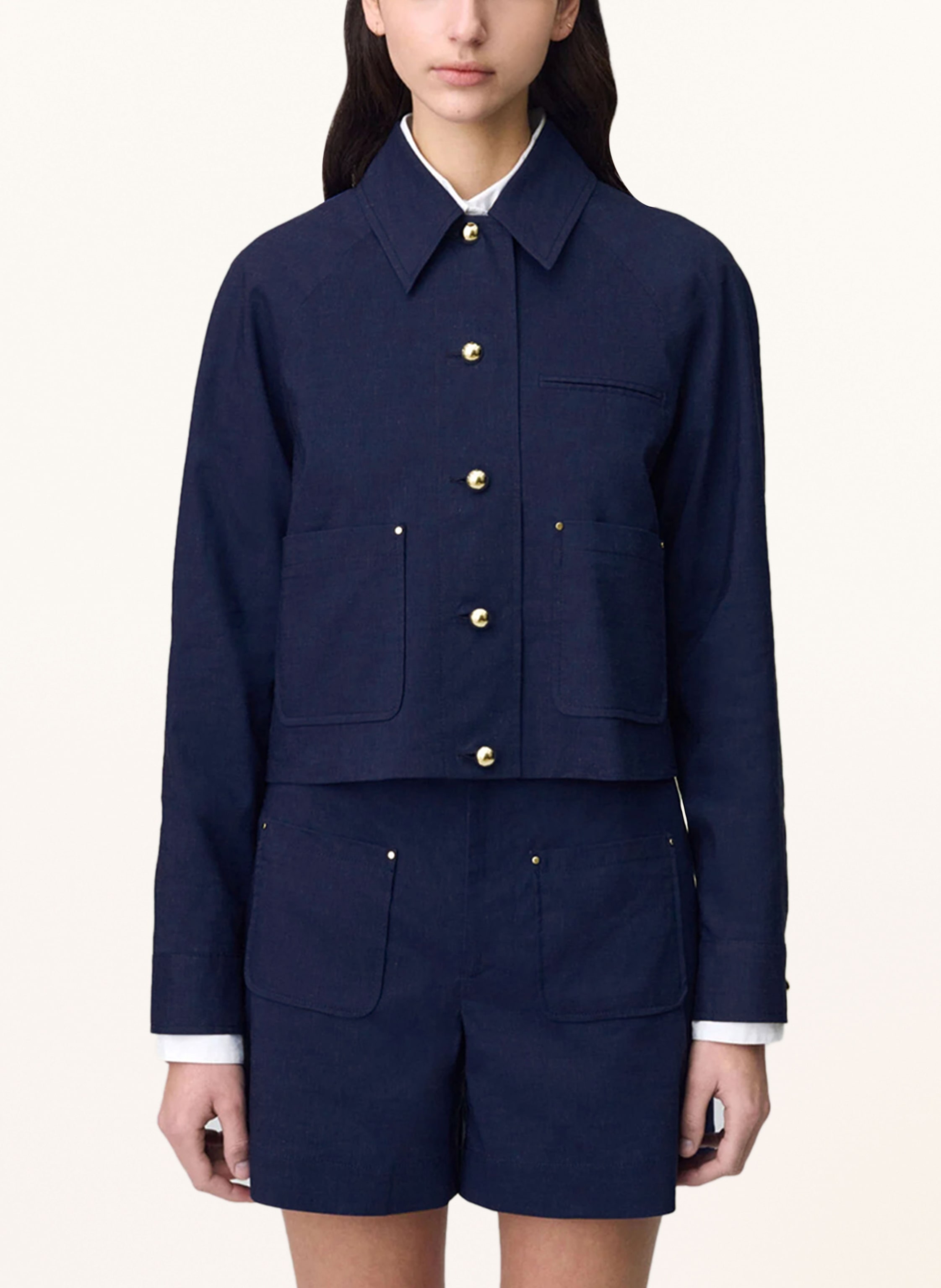 Thumbnail - Claudie Pierlot Kastenjacke Mit Leinen blau