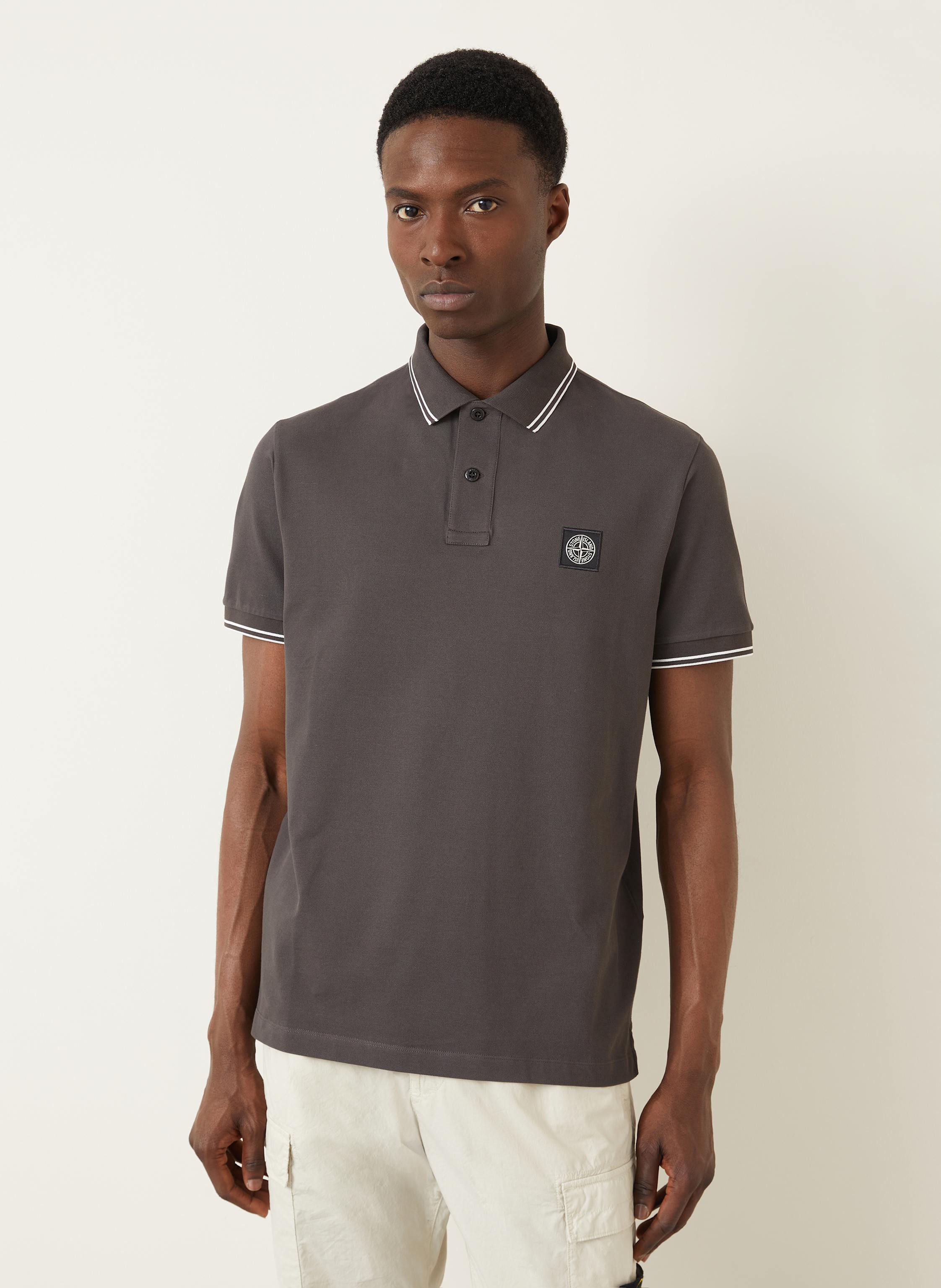 Thumbnail - Stone Island Piqué-Poloshirt grau