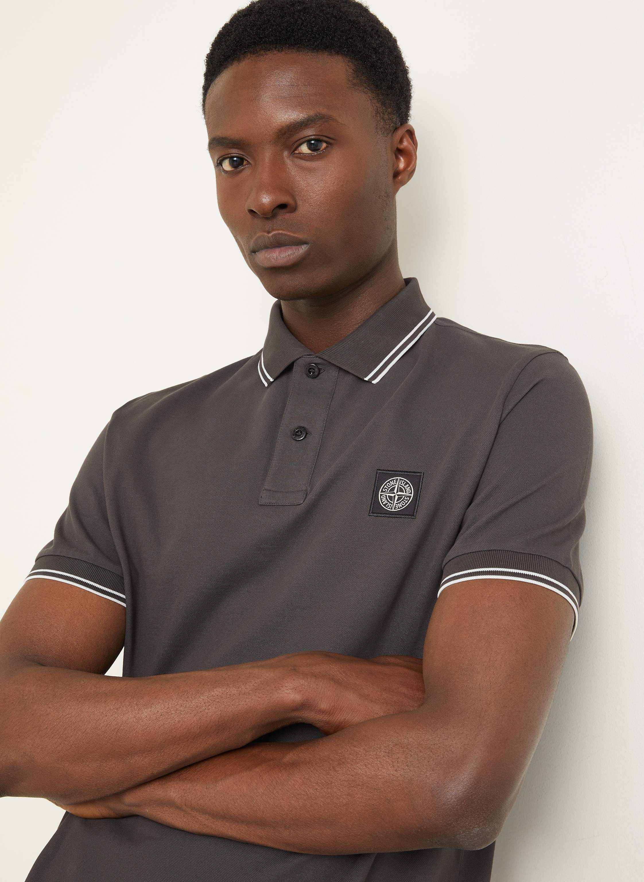 Thumbnail - Stone Island Piqué-Poloshirt grau