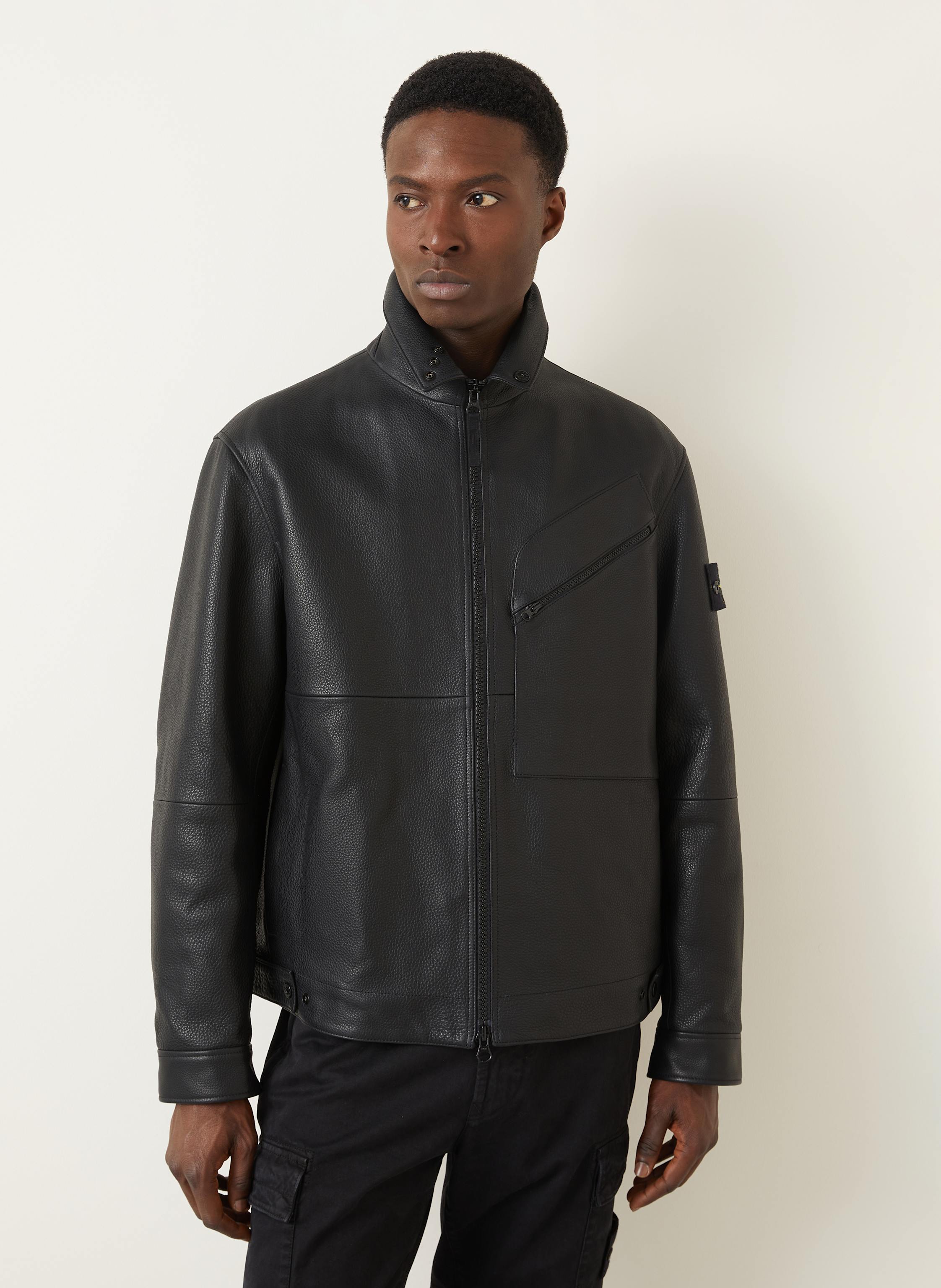 Thumbnail - Stone Island Lederjacke schwarz