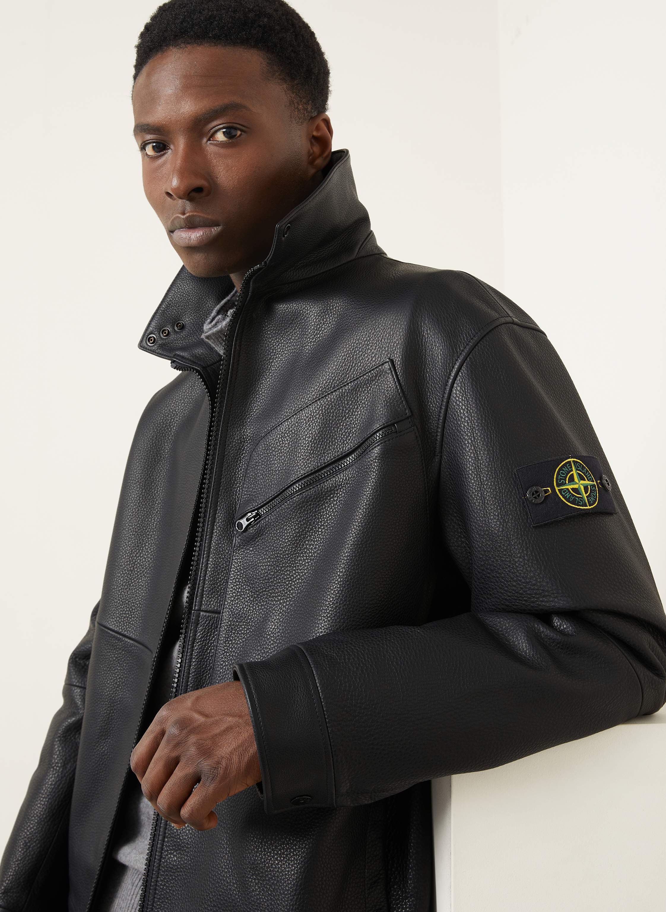 Thumbnail - Stone Island Lederjacke schwarz