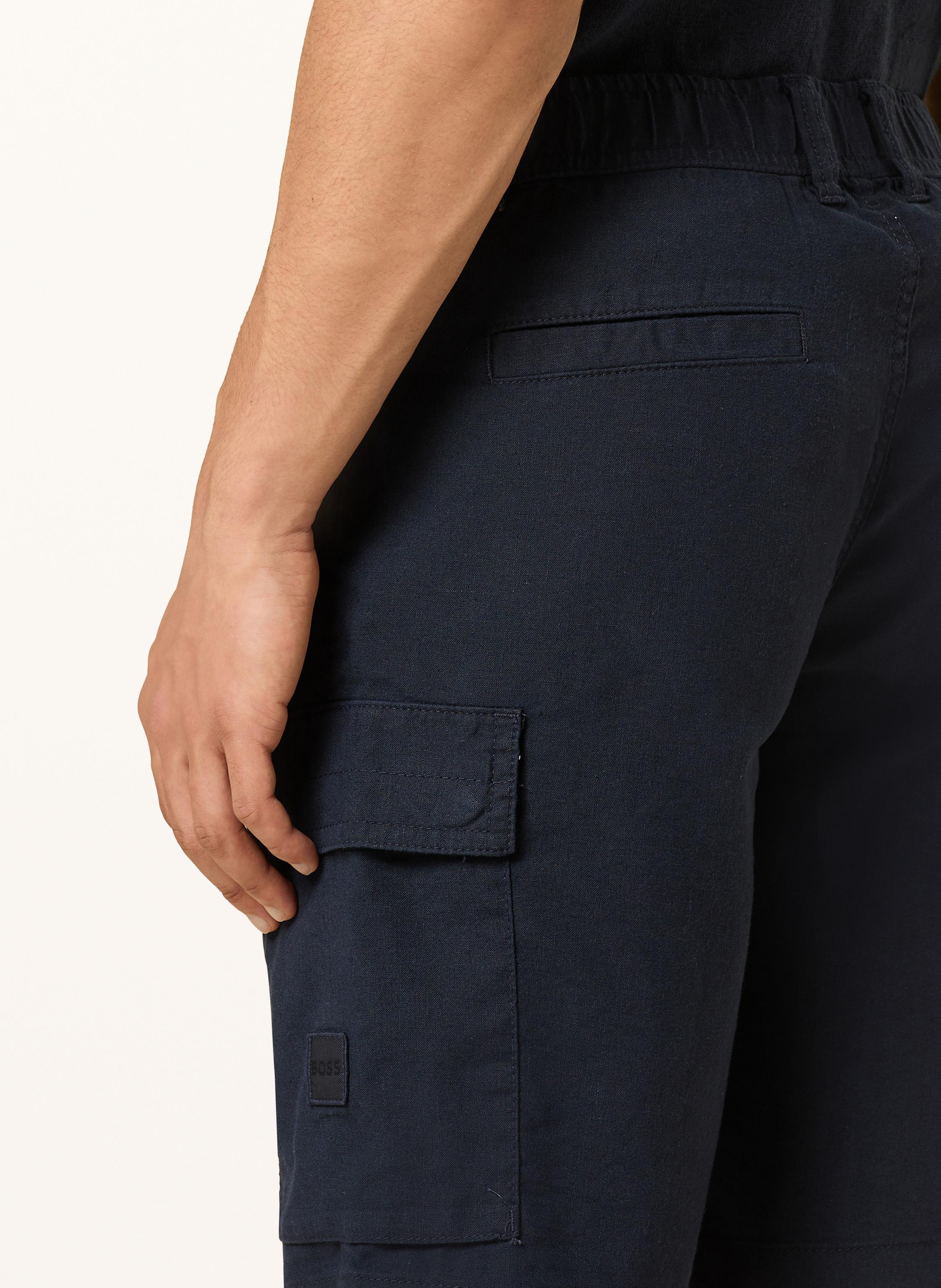 Thumbnail - Boss Cargoshorts Sisla Relaxed Fit Mit Leinen blau