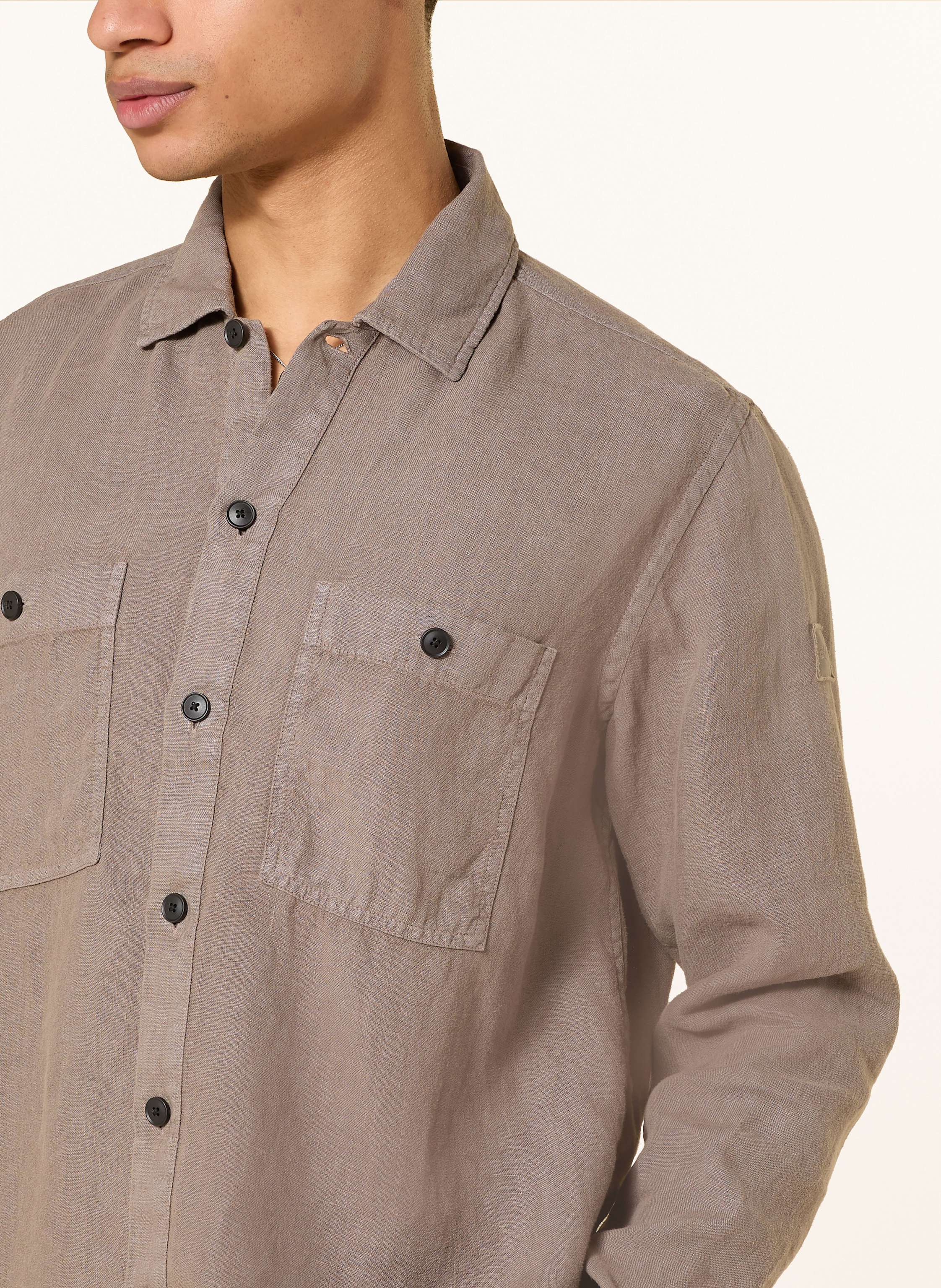 Thumbnail - Boss Leinen-Overshirt Locky braun