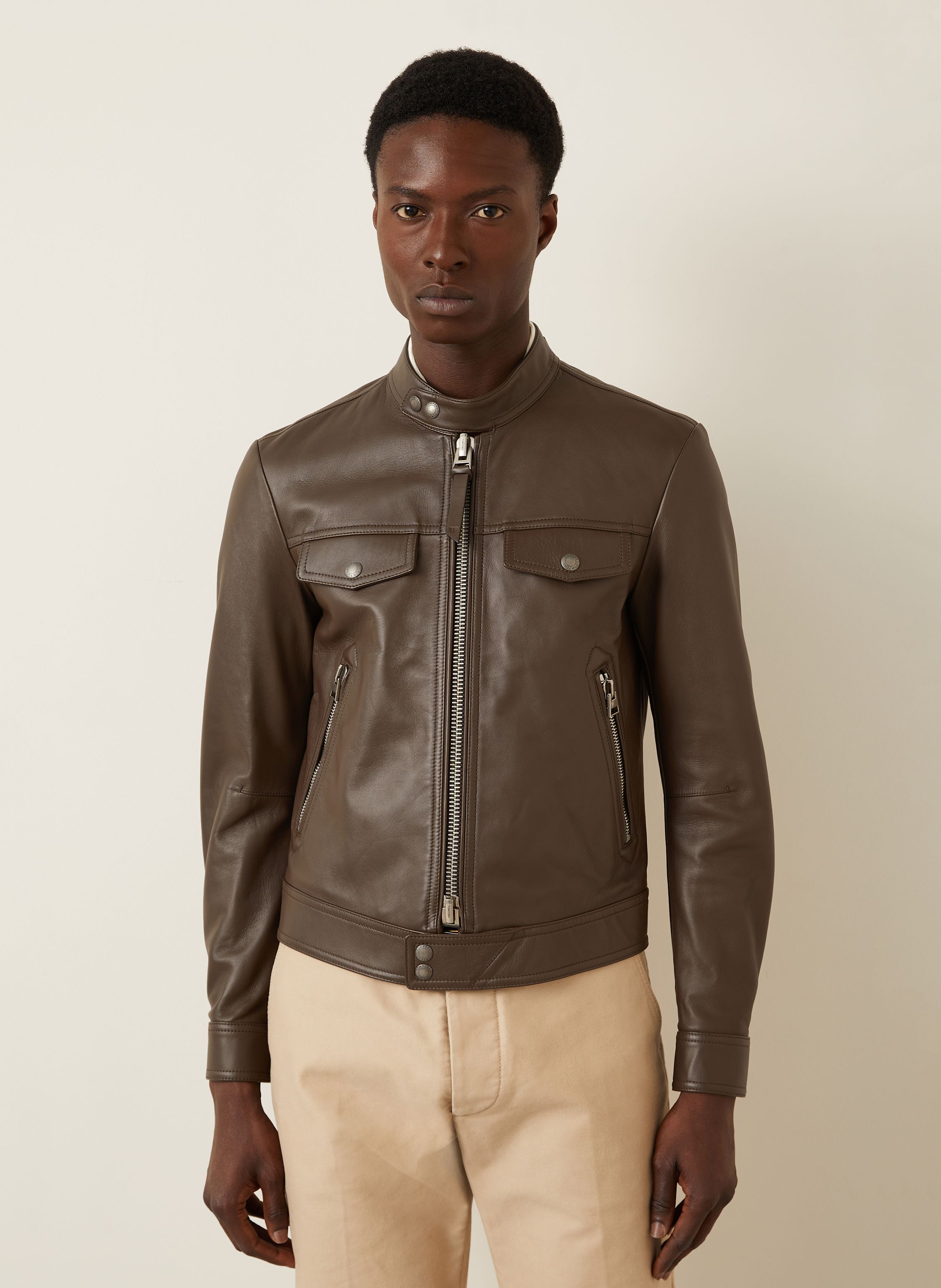 Thumbnail - Tom Ford Lederjacke gruen